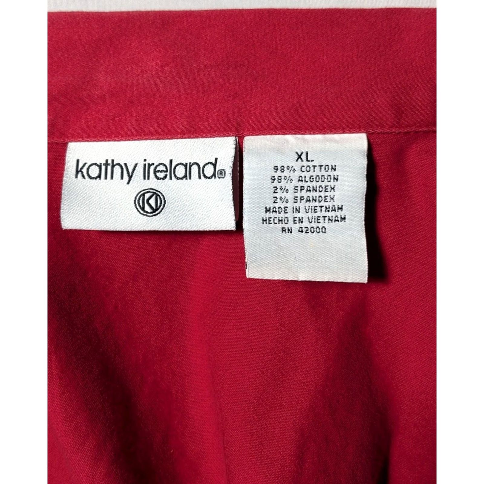 Vintage KATHY IRELAND Red Cotton Stretch Button-Up Jacket Women XL Size XL / US 12-14 / IT 48-50 - 4 Thumbnail