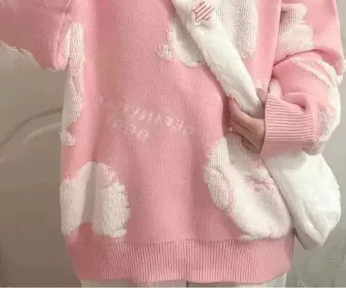 Other Kawaii Pink Cartoon Jacquard Oversized Sweater Men Size US M / EU 48-50 / 2 - 3 Thumbnail
