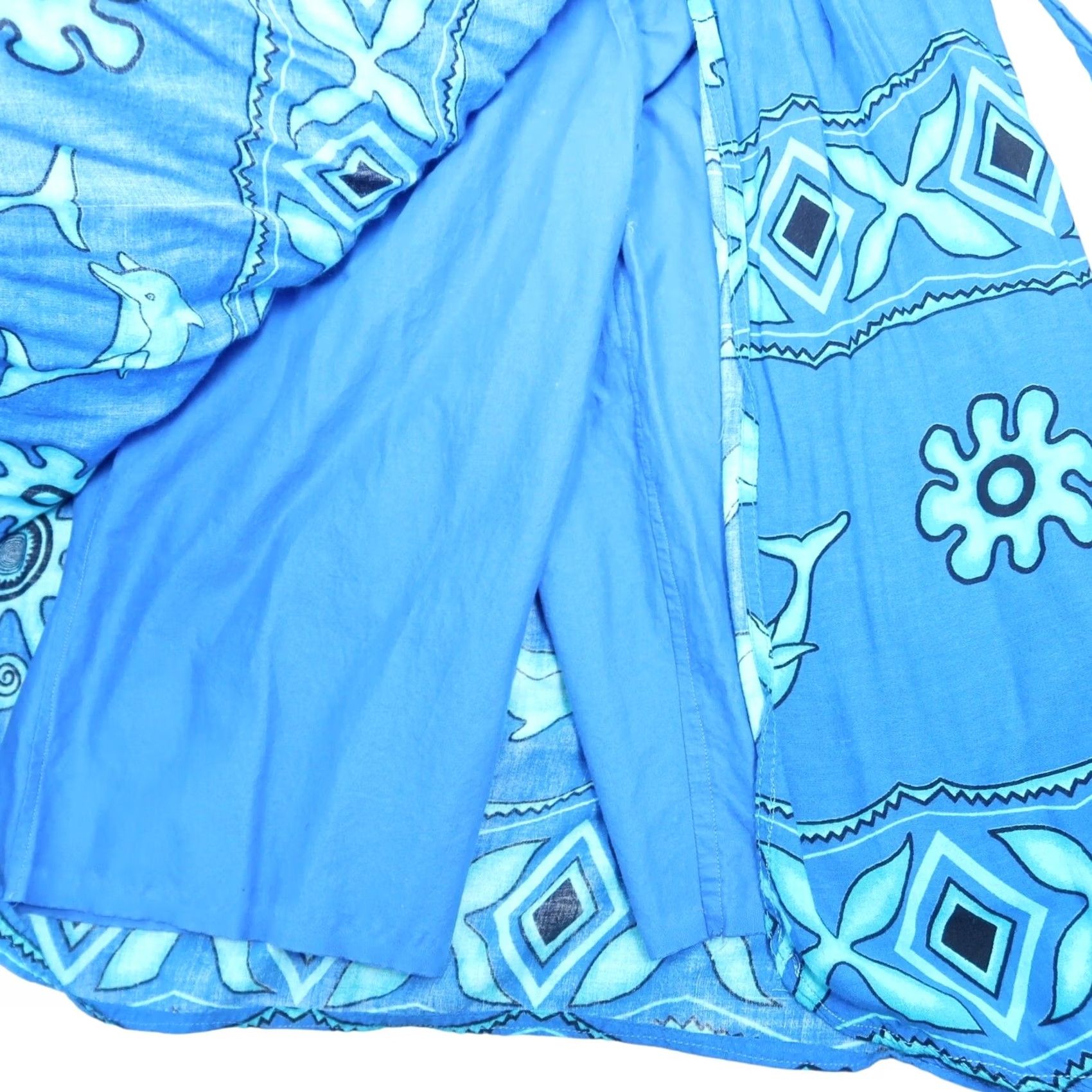 Vintage VINTAGE Skirt Womens M Blue 90s dolphin wrap sarong skort cover Size 32" / US 10 / IT 46 - 4 Thumbnail
