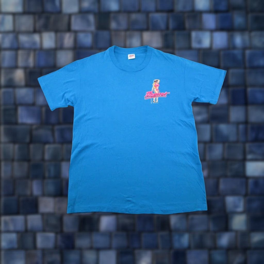 Anvil VTG 90s Anvil Shirt Illusions Strip Club Double-Sided T-Shirt Cocoa Beach XL Blue Men Size US XL / EU 56 / 4 - 1 Thumbnail