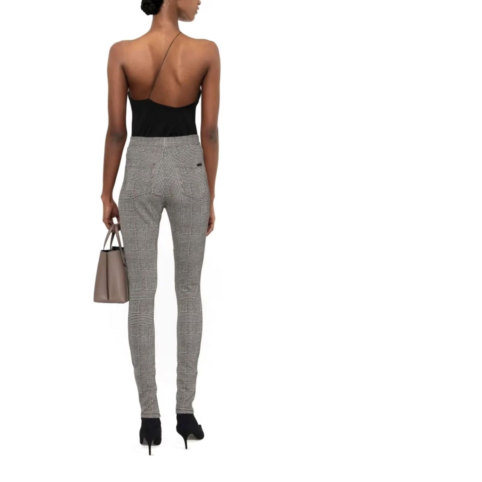 Yves Saint Laurent Saint Laurent check-patterned Skinny Jersey Leggings Trousers Pants, Women, Size S, Gray, Check, Leggings, Slim, Jersey, Saint Laurent Size S / US 4 / IT 40 - 4 Thumbnail