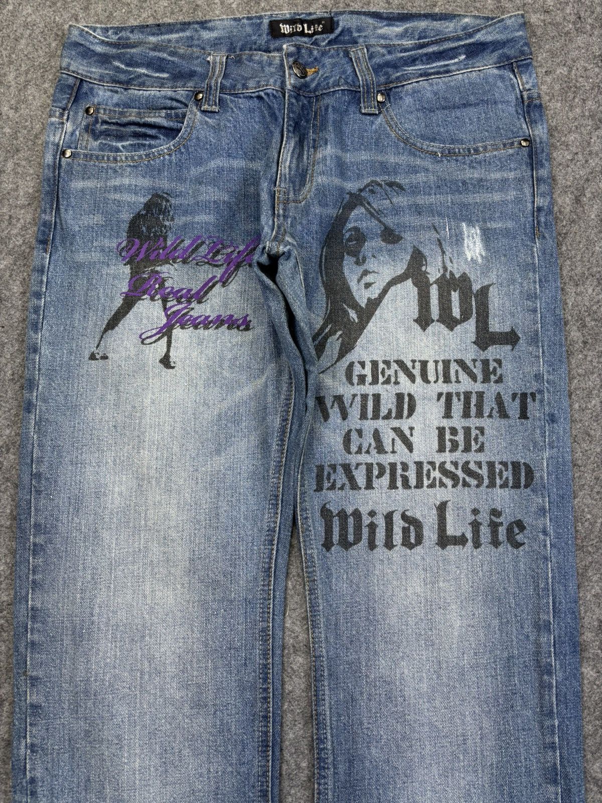 Japanese Brand STATEMENT DENIM🔥Wild Life Japan Hysteric Style Denim F878 Size US 33 - 3 Thumbnail