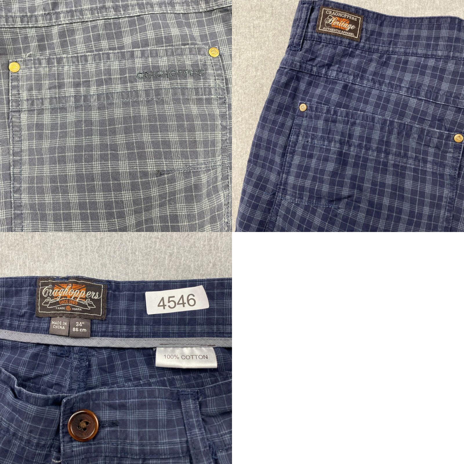 Vintage Craghoppers Shorts Mens 34 Blue Check Plaid Flat Front Pockets Glasses Wipe Size US 34 / EU 50 - 9 Thumbnail