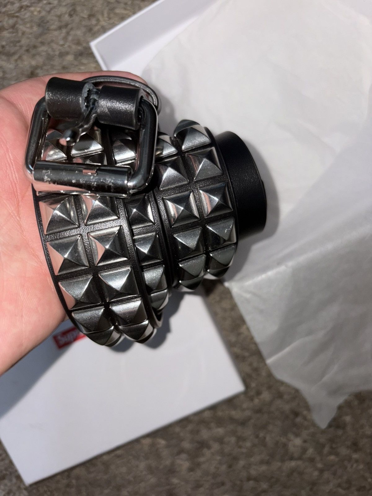 Supreme Supreme SS18 Studded Logo Leather Belt S/M | Grailed