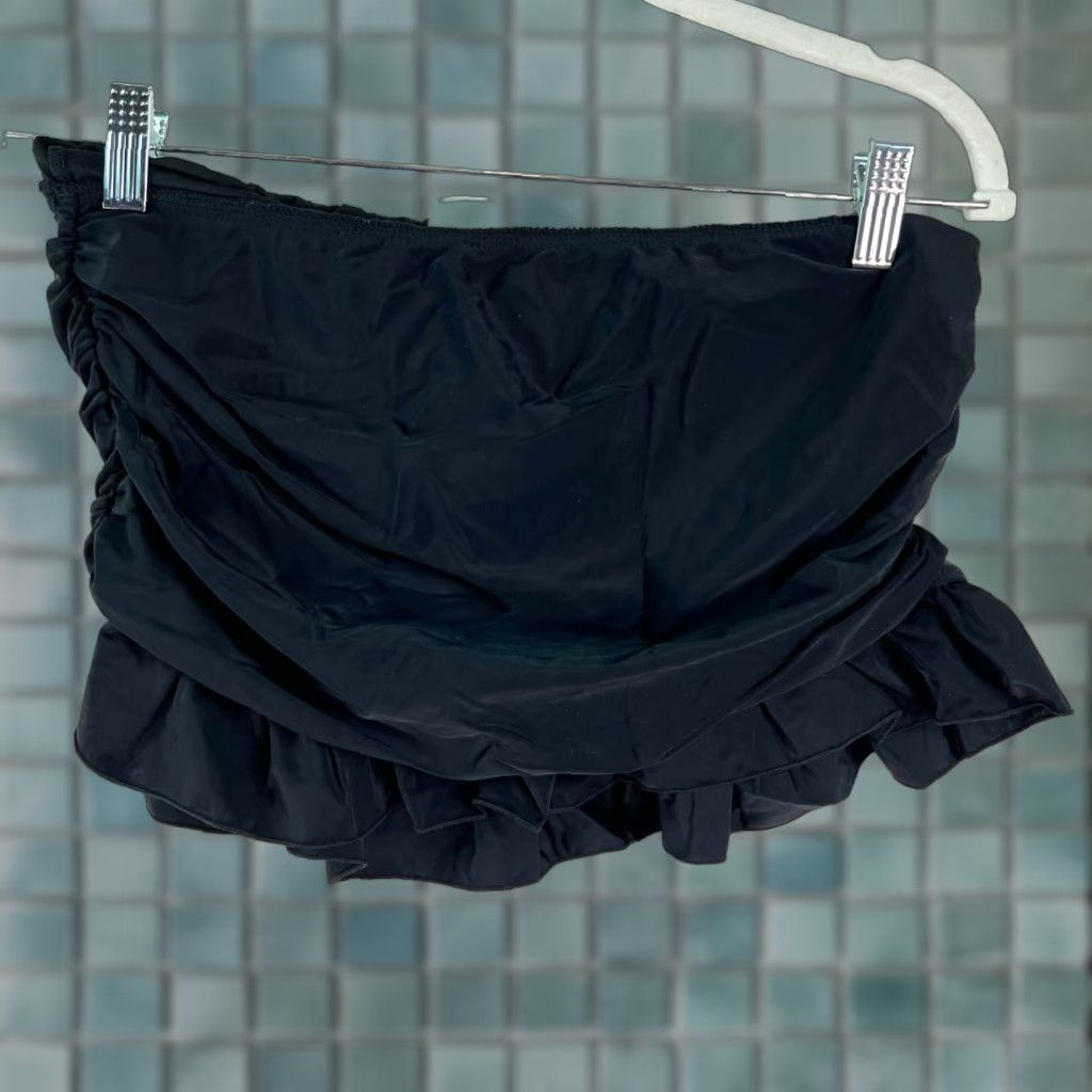 Vintage VINTAGE Island Escape Women's Bikini Bottom Skirtini Ruffled Black Swimwear Size 10 Size 32" / US 10 / IT 46 - 1 Thumbnail