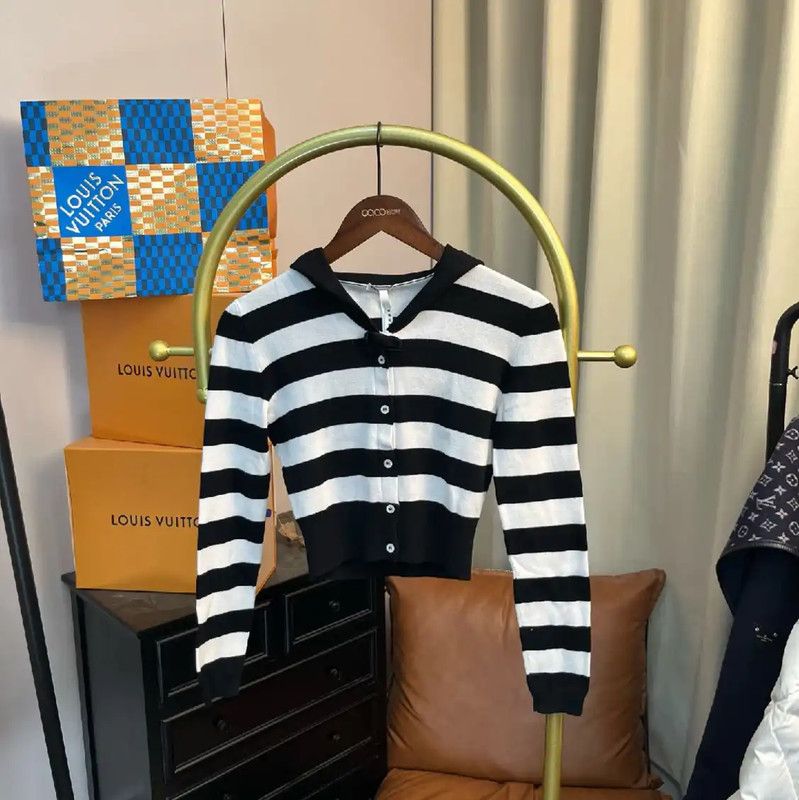 Miu Miu Miu Miu Black Striped Cotton Cardigan 0089 Size S / US 4 / IT 40 - 1 Thumbnail