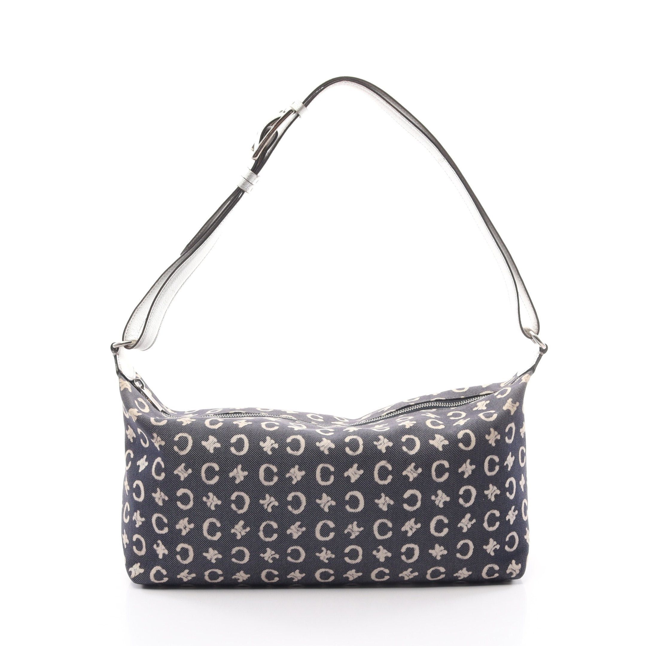 image of Celine C Macadam Shoulder Bag Canvas Leather Navy Off White, Women's