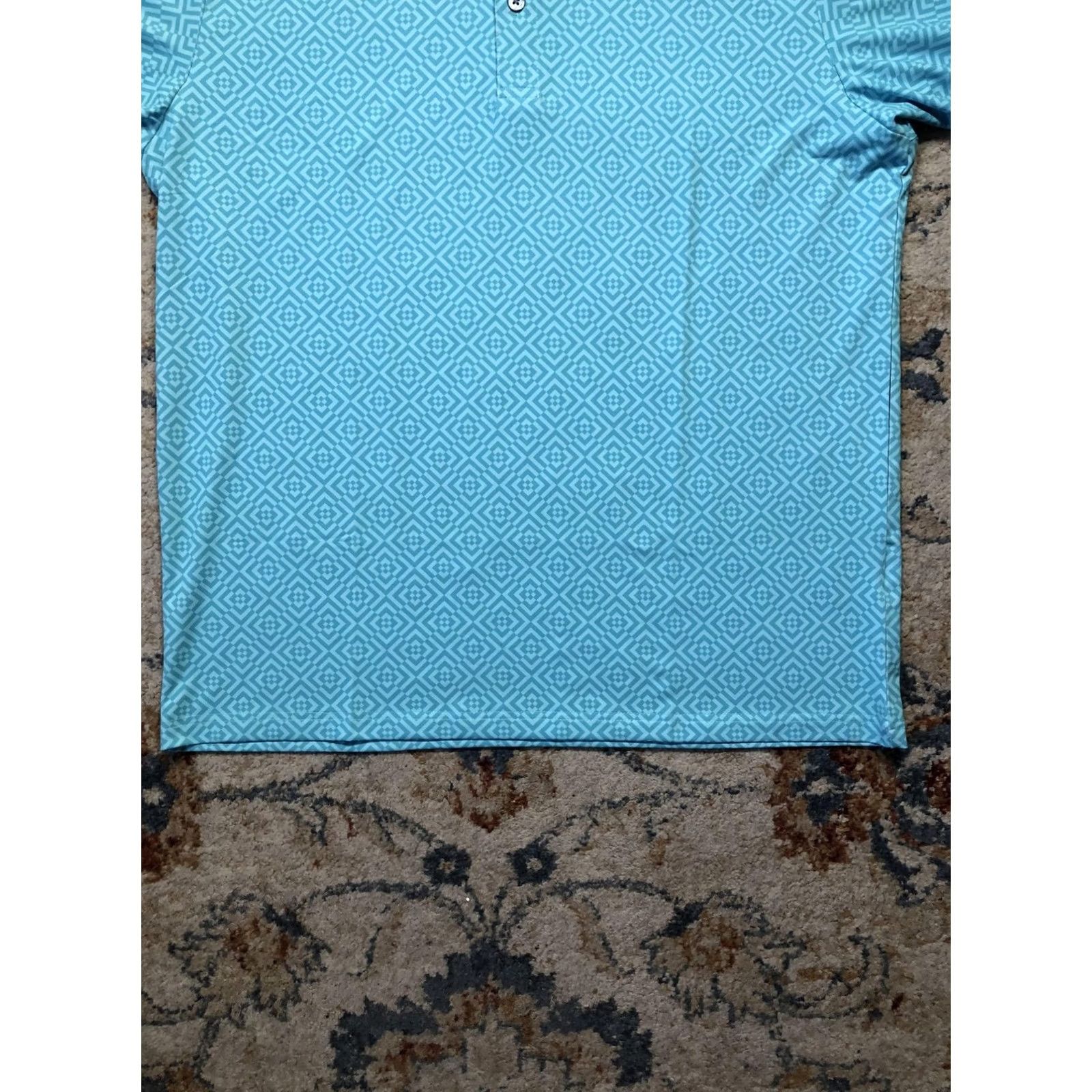 Vintage Druids Polo Shirt Mens XL Blue Geometric Pattern Golf Performance Lightweight Top Size US XL / EU 56 / 4 - 4 Thumbnail