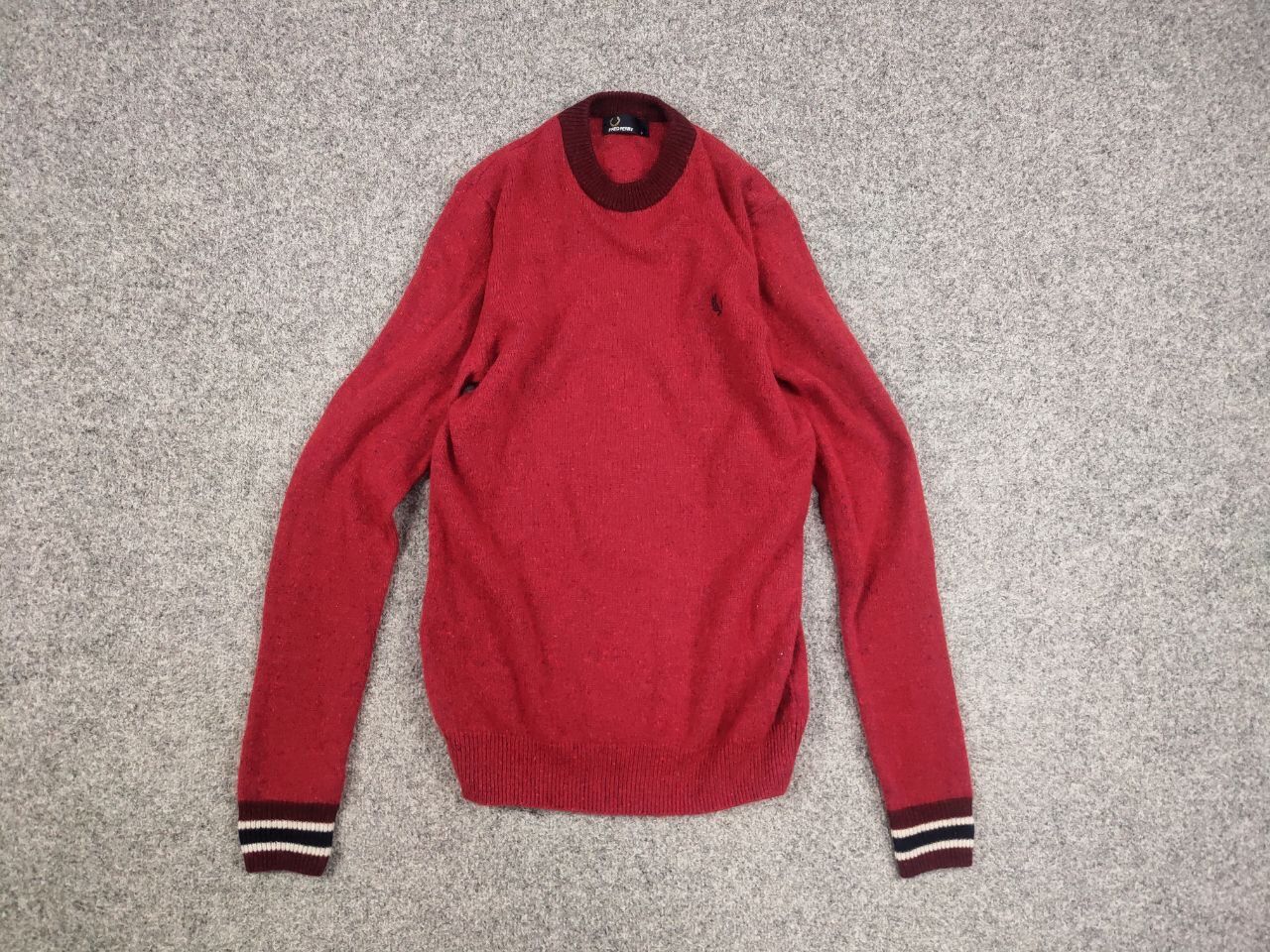 Fred Perry Fred Perry Design Classic Red Wool Crew Check Sweater Size US S / EU 44-46 / 1 - 12 Thumbnail