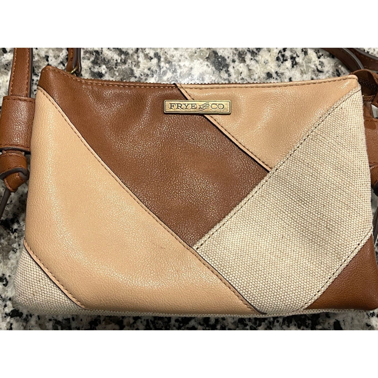 Frye Frye Patchwork Top Zip Crossbody Bag Brown Multi Womens Small Brown Multi Crossbody Patchwork Bag Size S / US 4 / IT 40 - 2 Thumbnail