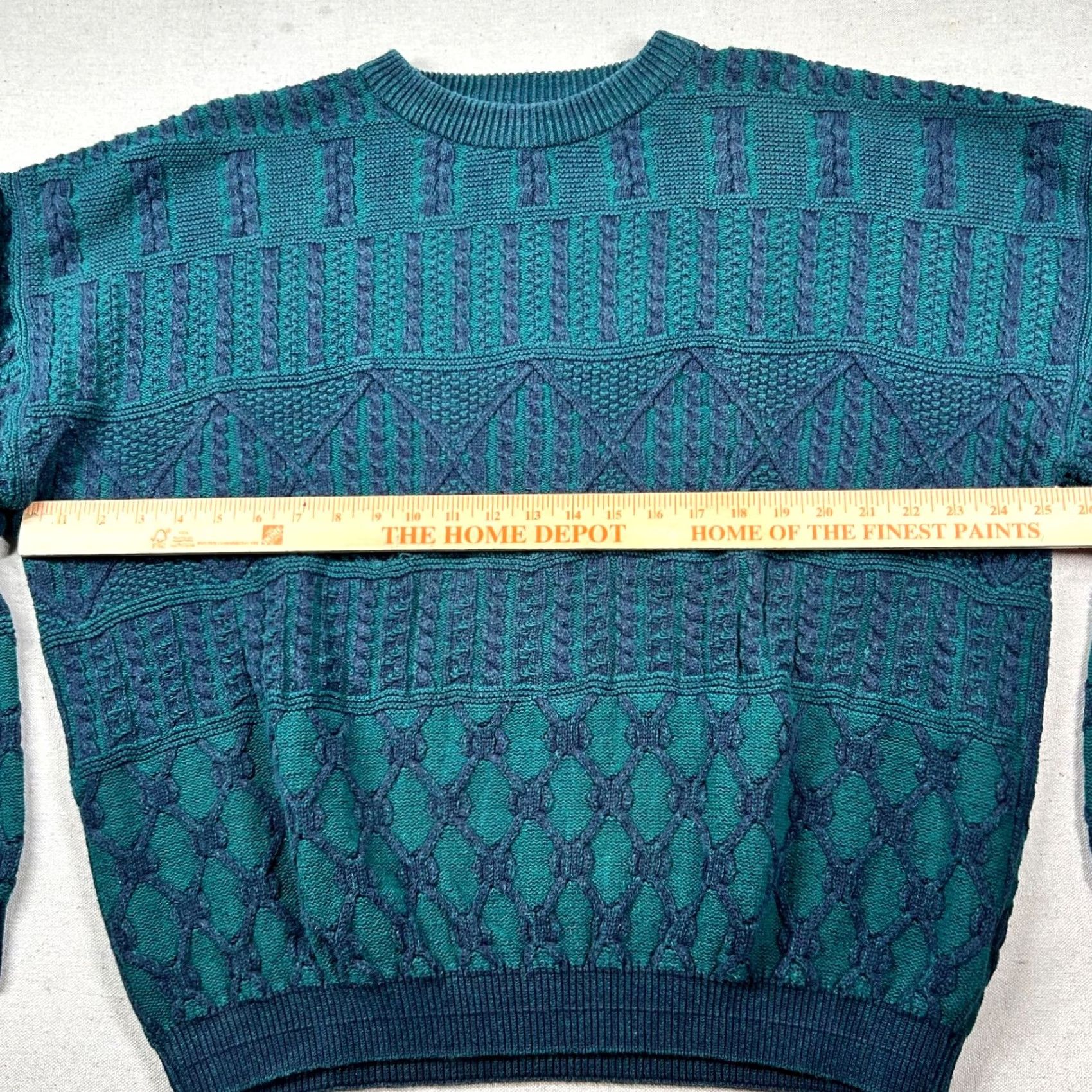 Cutter & Buck VINTAGE Cutter Buck Sweater Mens XL Cable-Knit Geometric 90s Crewneck Blue Cotton Geometric Mens XL Sweater Size US XL / EU 56 / 4 - 4 Thumbnail