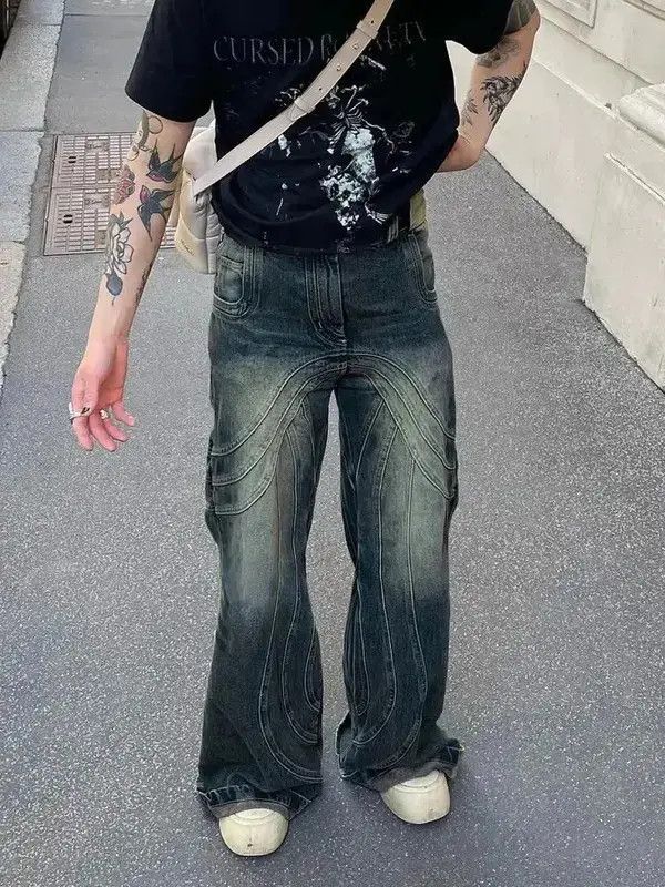 Japanese Brand × Vintage Baggy retro jeans casual loose hip-hop Y2k wide leg trousers Size US 32 / EU 48 - 1 Thumbnail