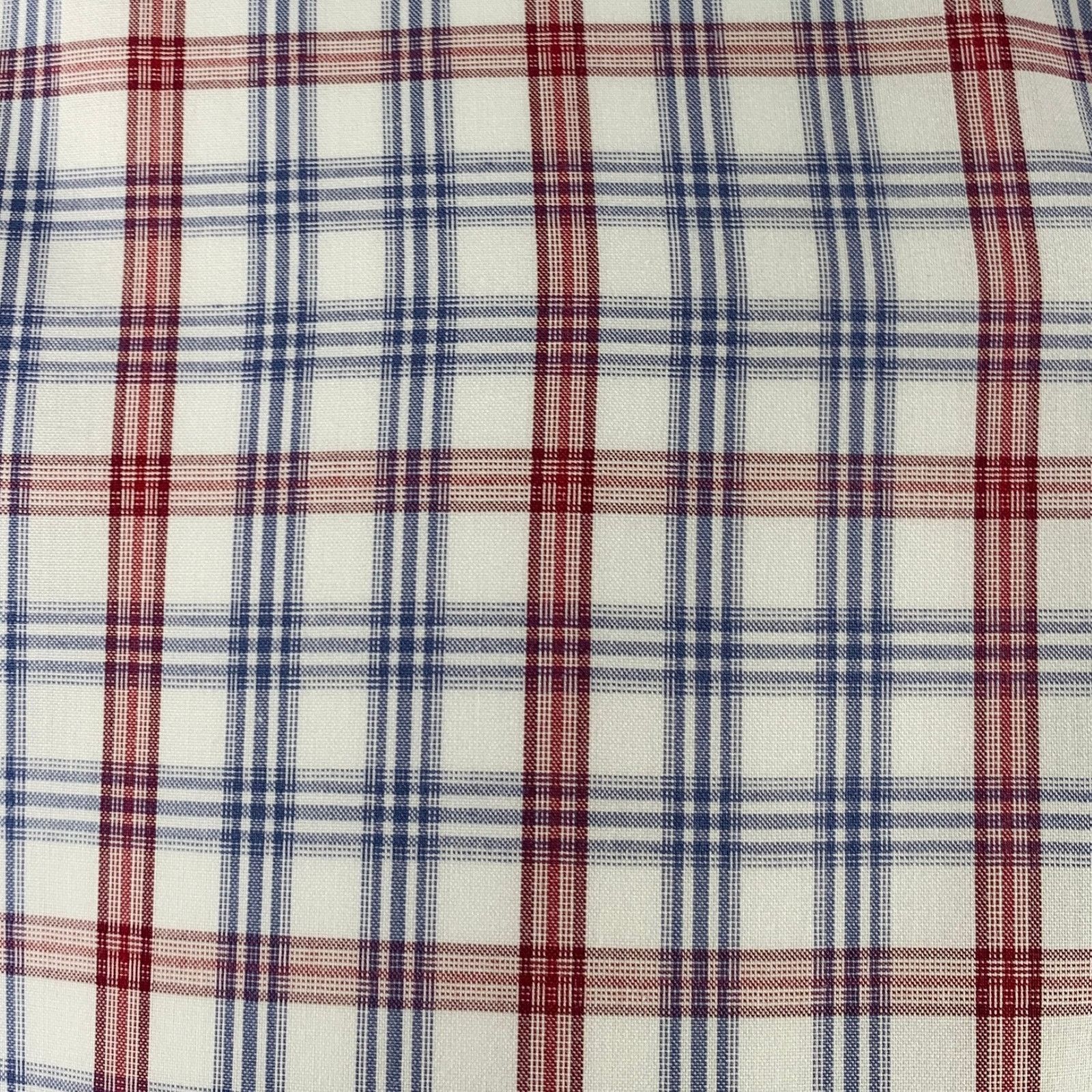 Isaia Burgundy White Blue Plaid Cotton Spread Collar Shirt Size US M / EU 48-50 / 2 - 2 Thumbnail