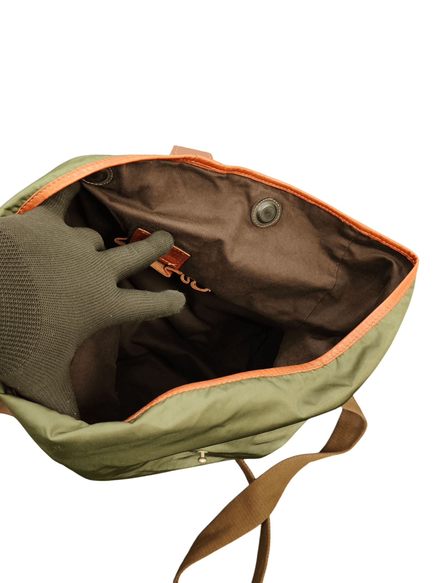 Orobianco Vintage Orobianco Olive Green Nylon Leather Trim Sling Bag Size ONE SIZE - 15 Thumbnail