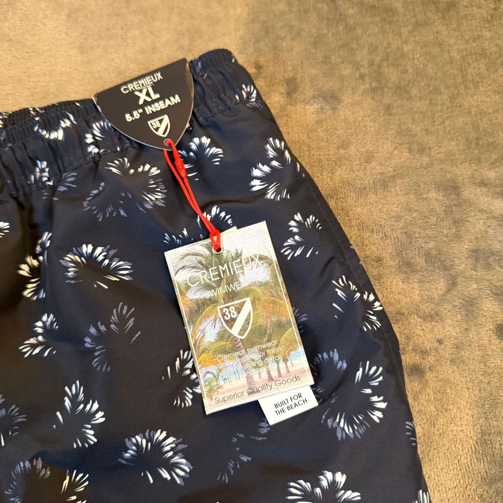 Cremieux Cremieux Floral Swim Trunks Mens XL Navy Blue 5.5 Inseam NWT Water-Repellent UV-Protection Pockets Drawstring Lined Beach Bottoms Pattern: Floral Palm Size US 36 / EU 52 - 2 Thumbnail