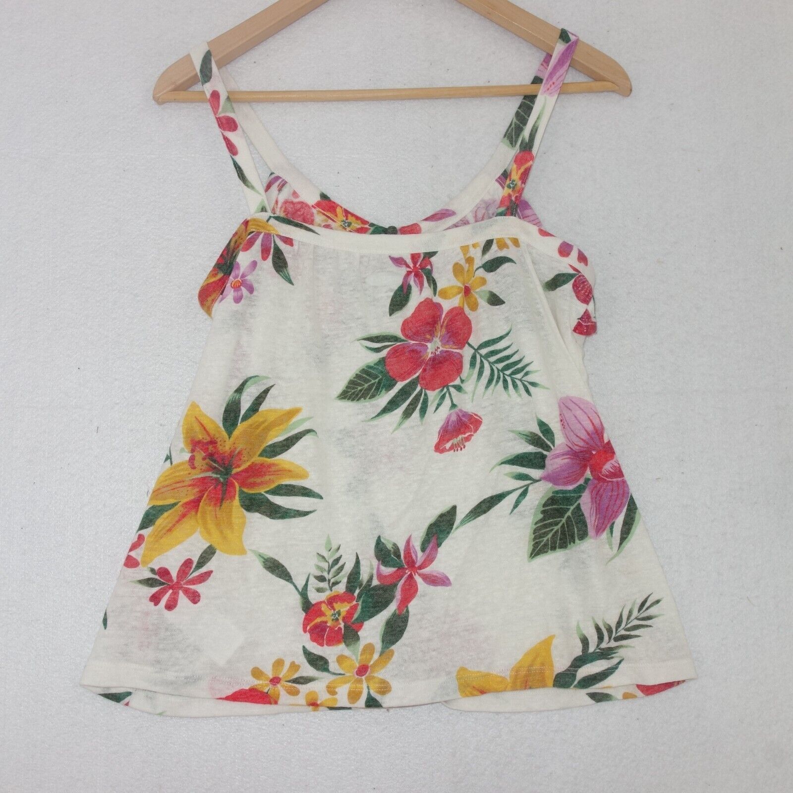 Old Navy Old Navy Tank Top White Crop Flowy Ruffle Strap Floral Size XS / US 0-2 / IT 36-38 - 7 Thumbnail