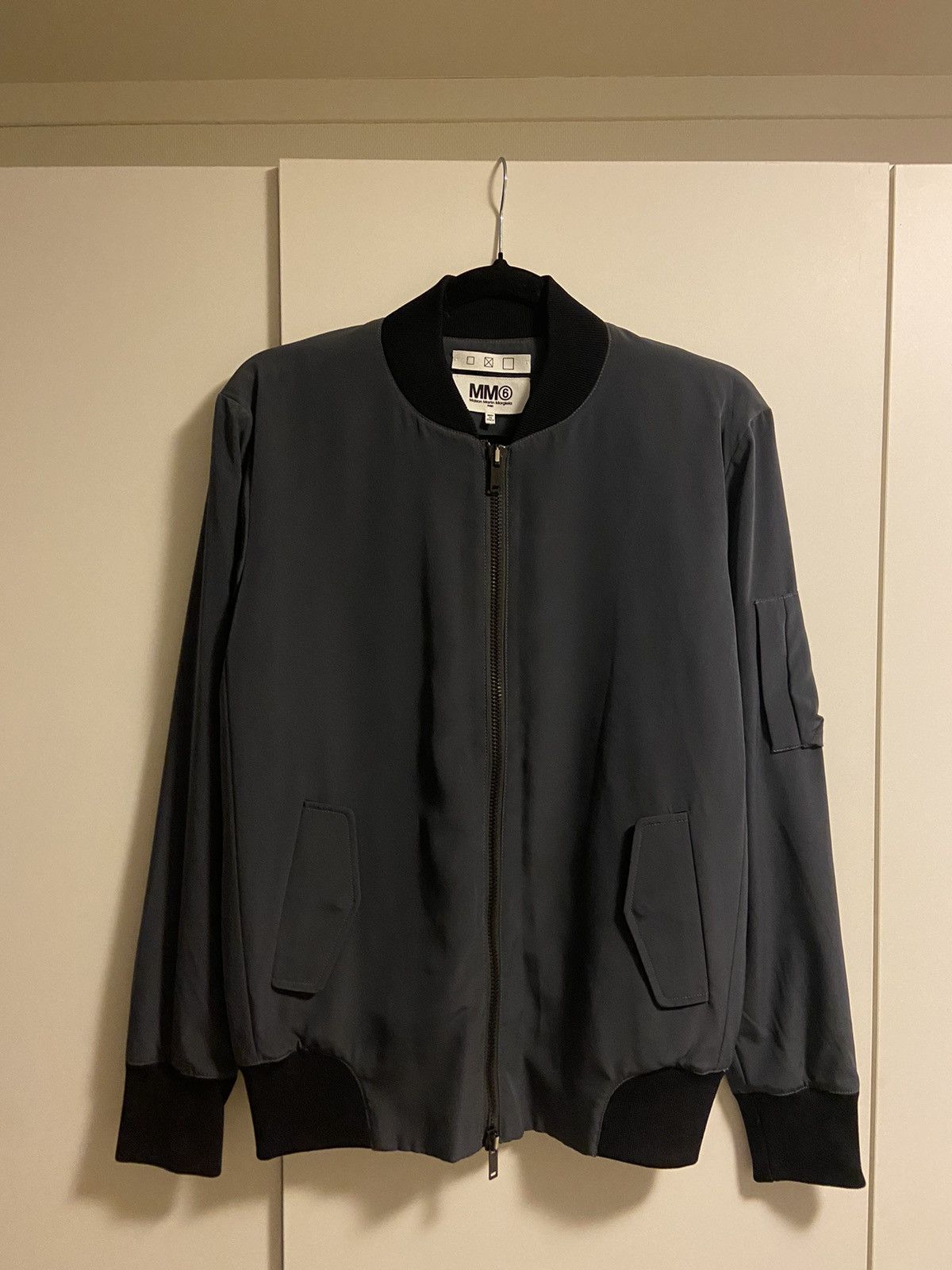 image of Maison Margiela Maison Martin Margiela Mm6 Bomber Jacket in Navy Blue, Women's (Size Small)