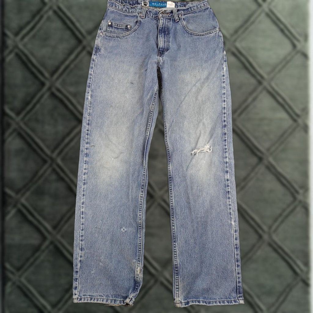 VINTAGE Levi's Silvertab Relaxed Jeans Mens 30x32 Light Wash Distressed Baggy Straight Relaxed Mens Jeans