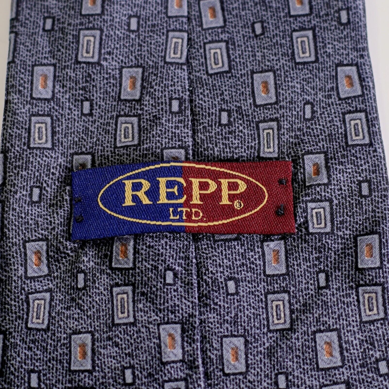 Other Repp Ltd Gray Metallic Geometric Print Wide Silk Tie Size ONE SIZE - 3 Thumbnail