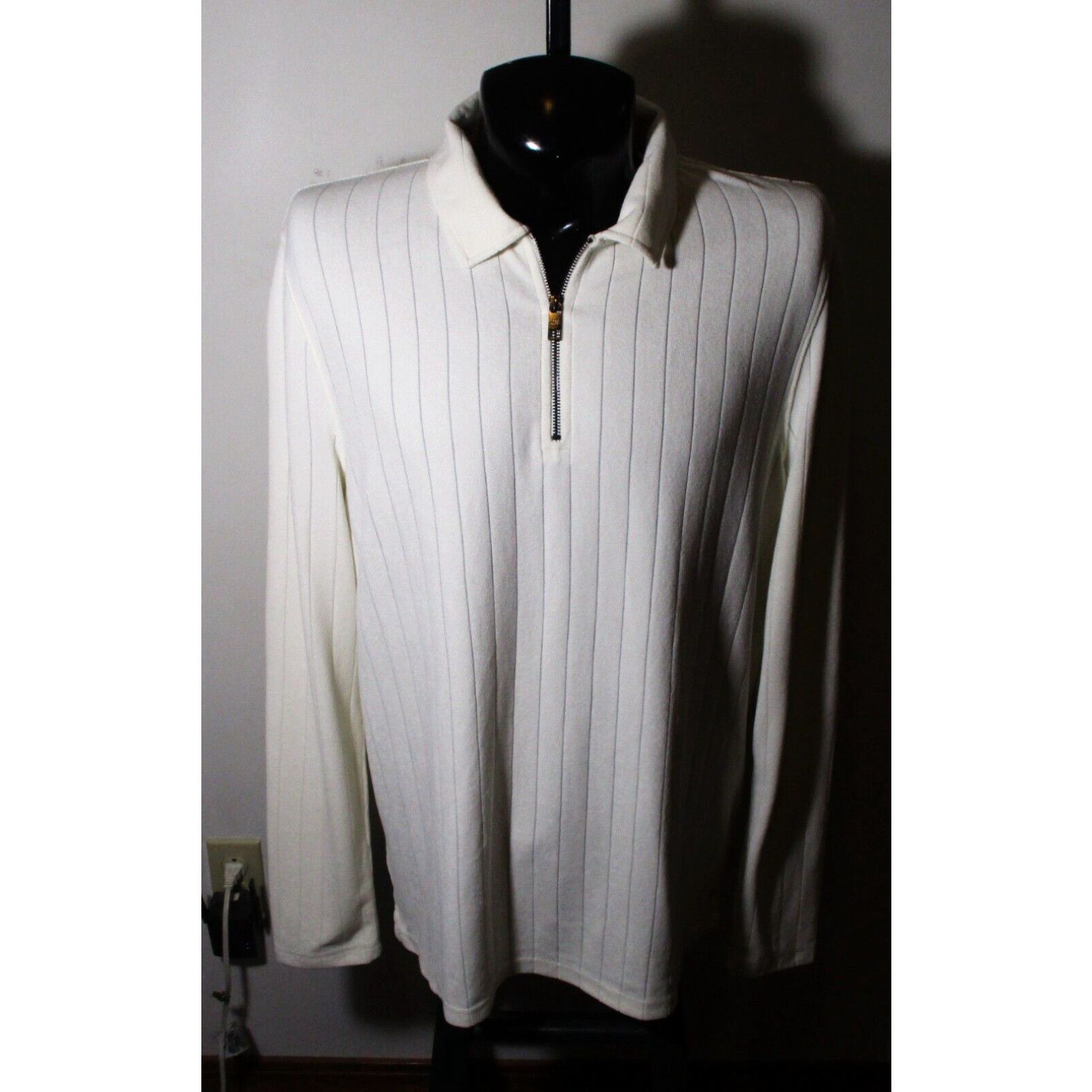 image of Men's Ted Baker London Ivory Beige 1/2 Zip Sweater Jersey Size XL NWOT in White