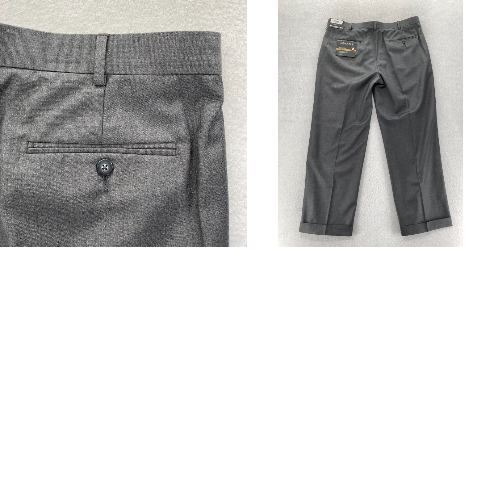 Vintage AXIST No Iron Dress Pants Mens 38x30 Gray Pleated Straight Leg Cuffed Mid Rise Pants Size US 38 / EU 54 - 9 Thumbnail