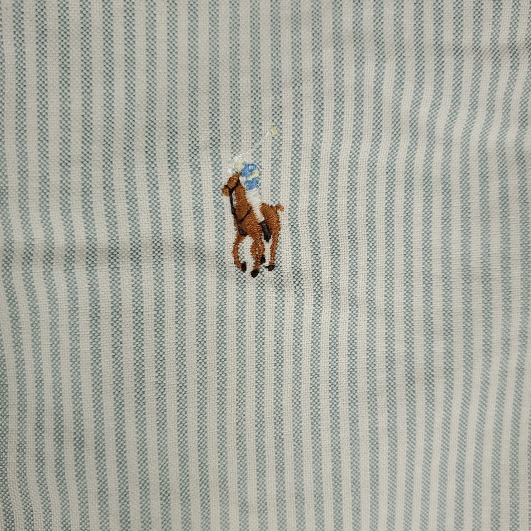 Ralph Lauren Ralph Lauren Dress Shirt Men 17 Green Striped Pony Button-Down Long Sleeve Regular Fit Adult Size 17 Cuffed Barrel Mens Size 46R - 3 Thumbnail