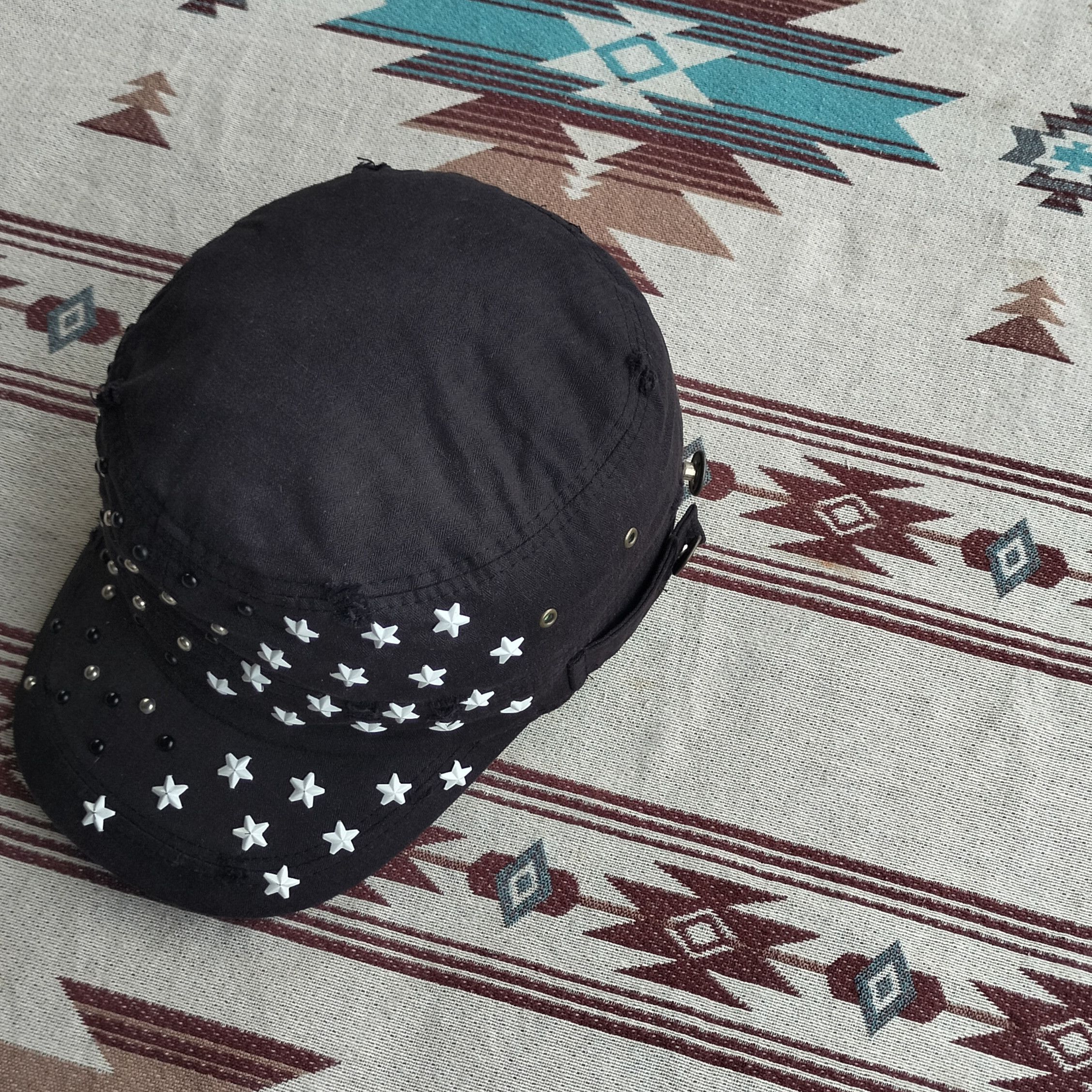 GOA Y2k Vkei Blu pepe stars studded cadet hat Size ONE SIZE - 2 Thumbnail