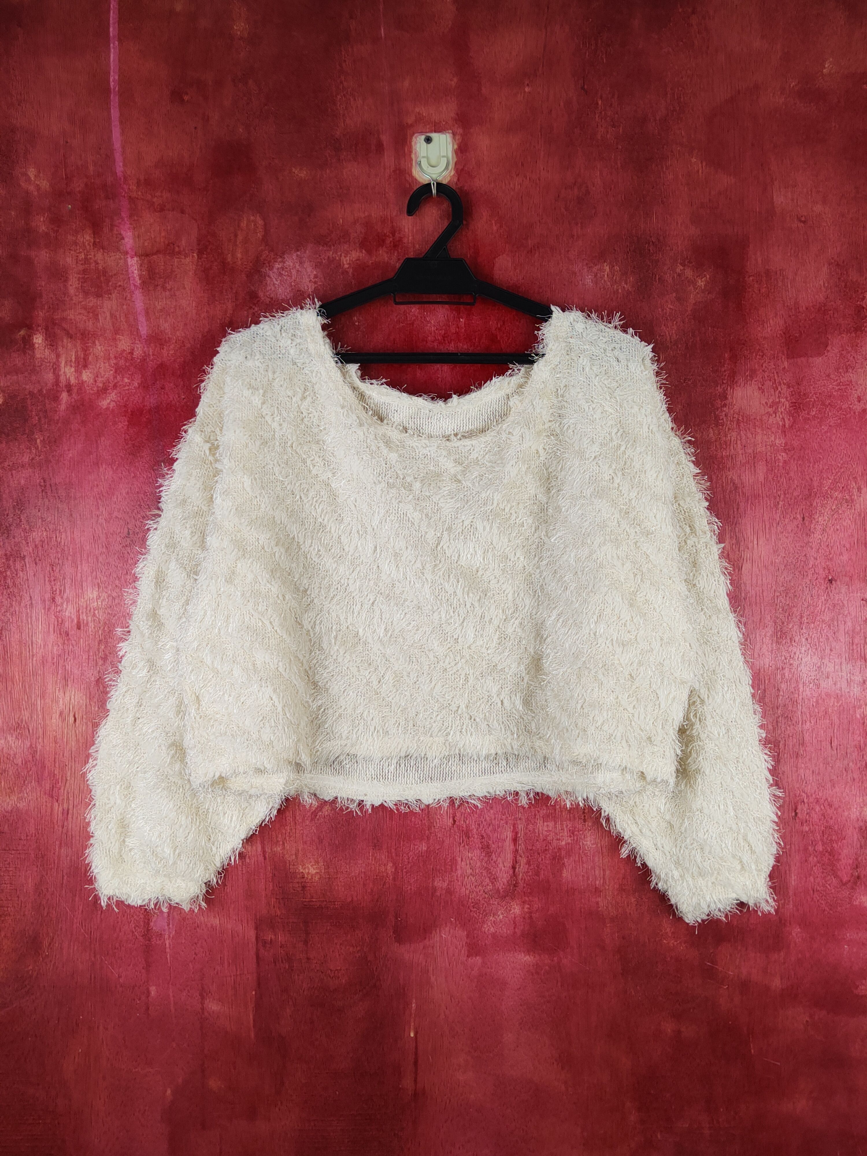 Homespun Knitwear Anzu Cream Shag Shaggy Fur Mohair Knitwear #S1887 Size M / US 6-8 / IT 42-44 - 1 Thumbnail