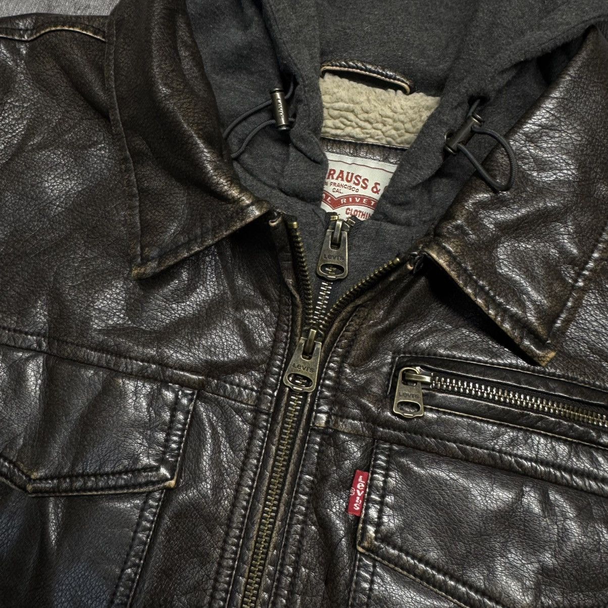 Levi's × Vintage Vintage Levi’s Distressed Faux Leather Hooded Jacket Size US M / EU 48-50 / 2 - 4 Thumbnail