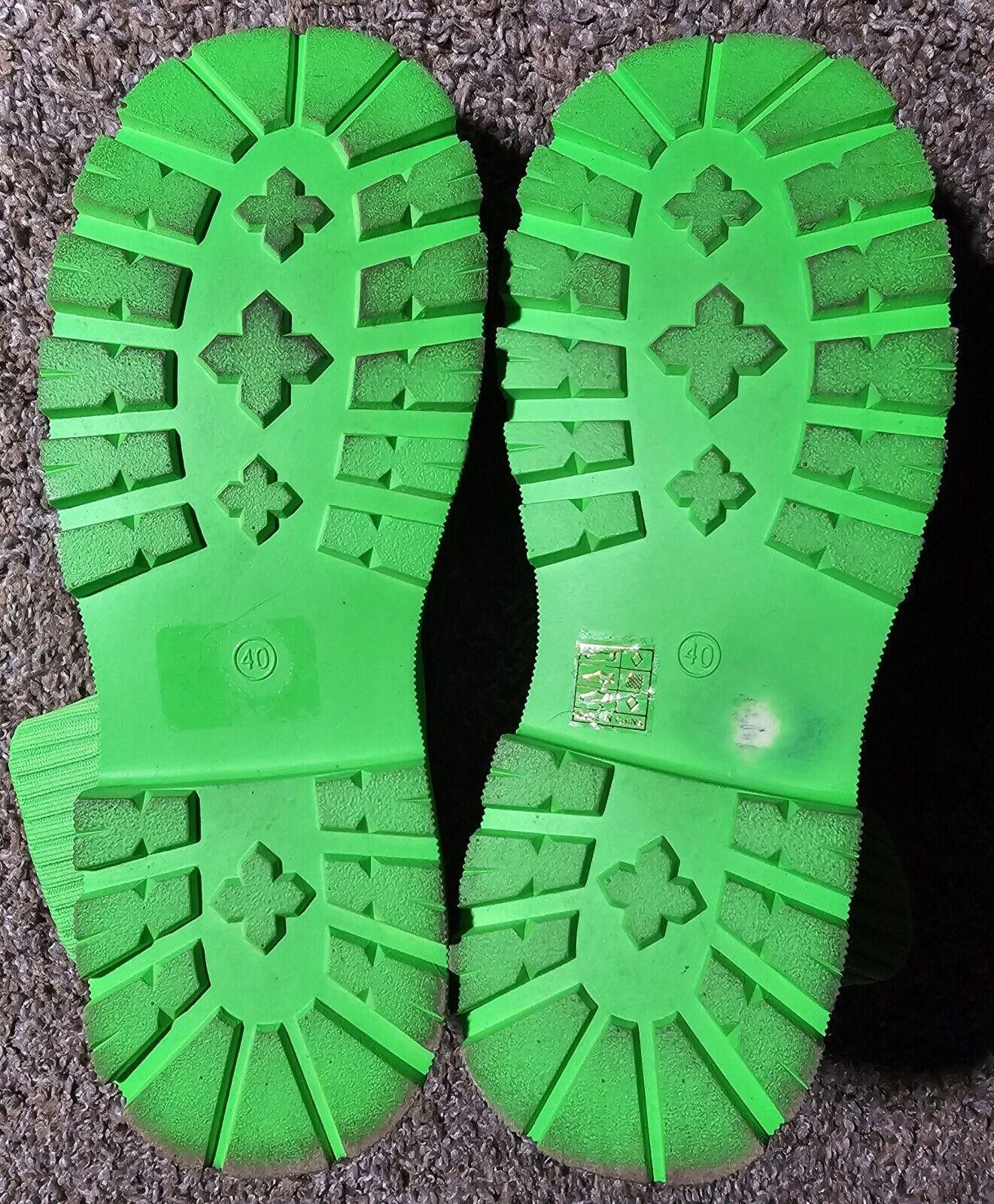 Designer size 40 black Bright green gothic boots Size US 9.5 / IT 39.5 - 8 Thumbnail