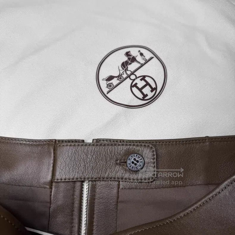 Hermes Hermes Brown and Coffee Color Sheepskin Half Zip Short Pan Size 24" / US 00 / IT 34 - 4 Thumbnail