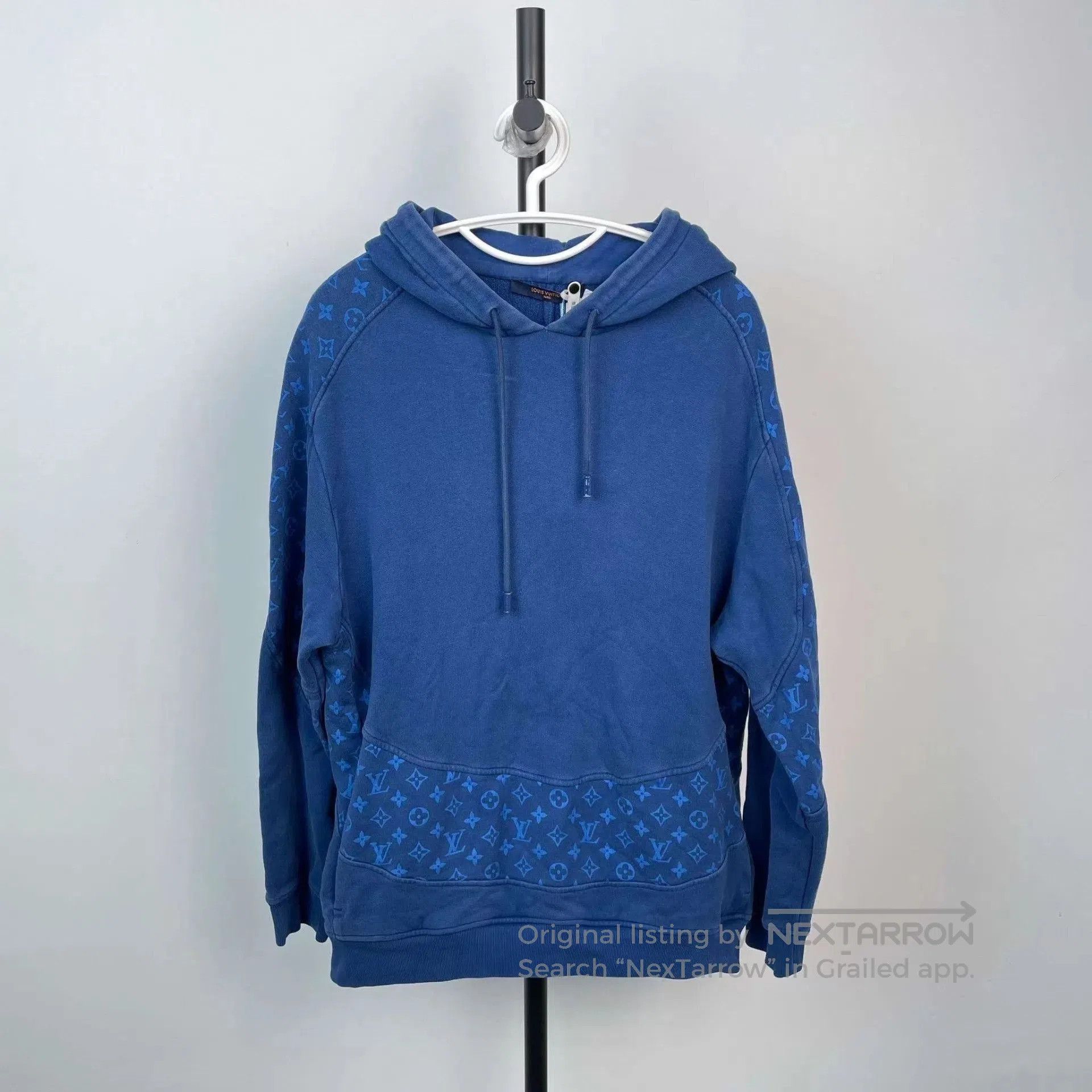 Louis Vuitton Blue Patterned Hoodie with Drawstring. Size US XL / EU 56 / 4 - 1 Thumbnail