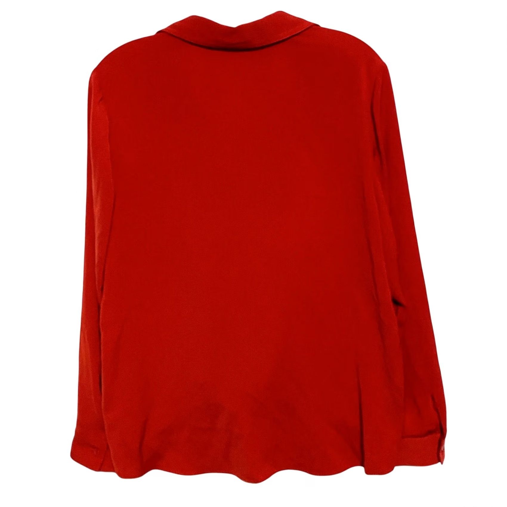 Vintage Chicos Red Long Sleeve Collared Blouse Top Tie Front Office Classic Career Shirt Women M Size M / US 6-8 / IT 42-44 - 3 Thumbnail