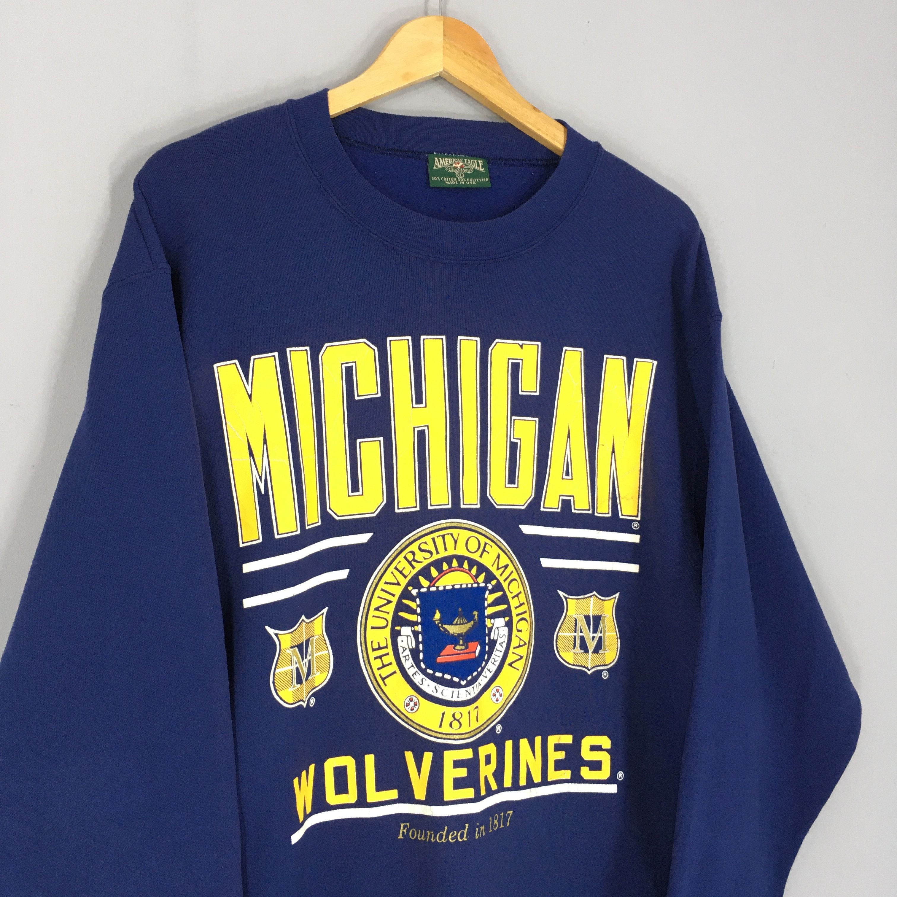 NCAA × Vintage Vintage 90s Michigan Wolverines NCAA Sweatshirt XLarge Size US XL / EU 56 / 4 - 4 Thumbnail
