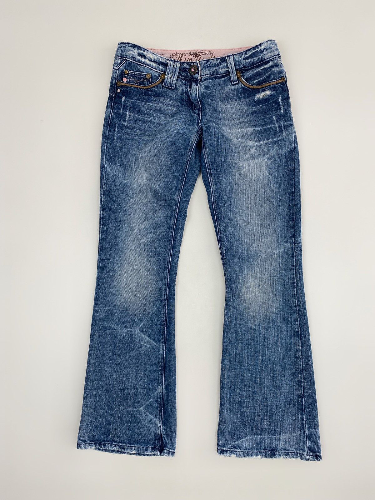 River Island Y2K Vintage River Island Washed Low Rise Bootcut Flares Size 28" / US 6 / IT 42 - 1 Thumbnail