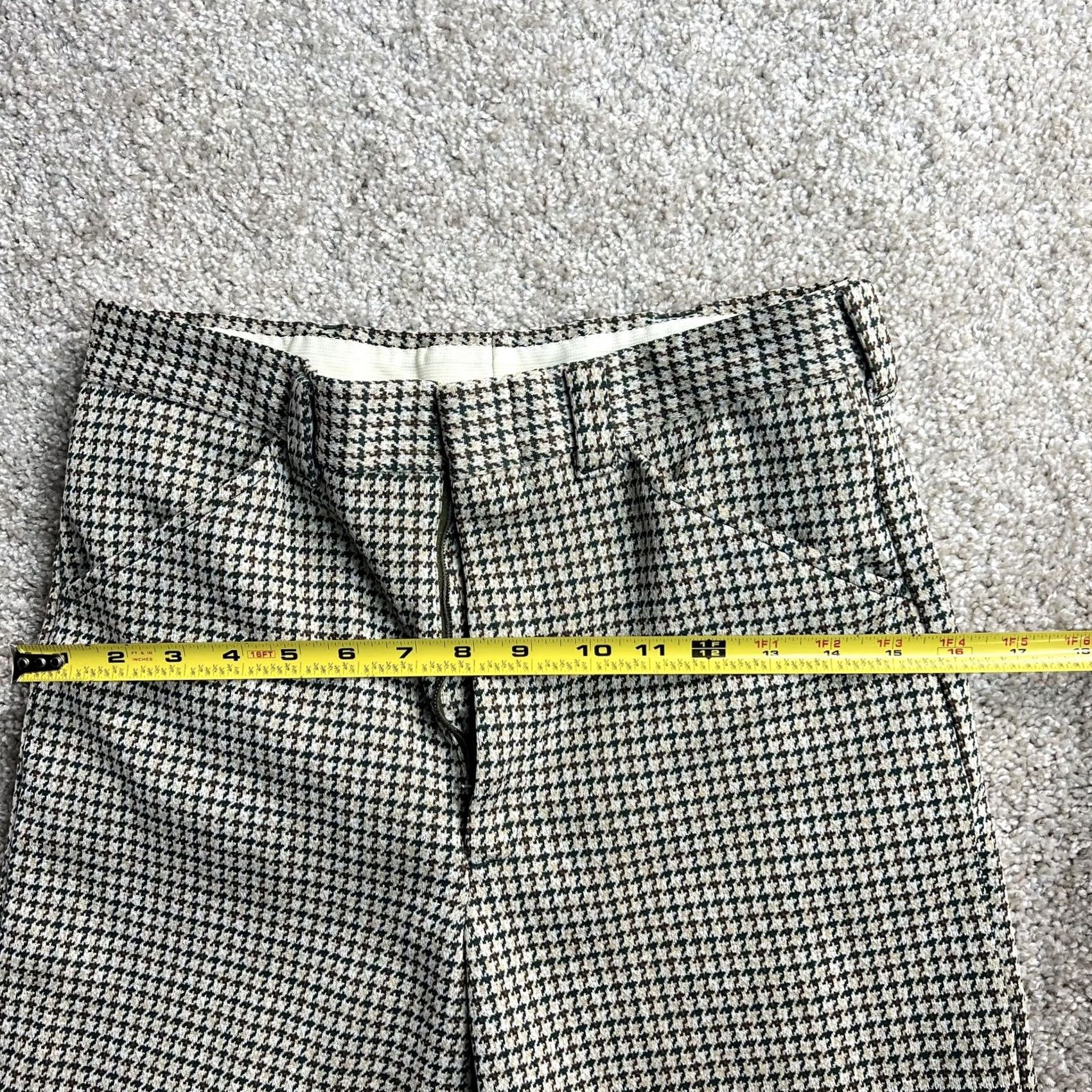 Vintage Vintage Dress Pants Womens 28 Beige Check Straight Leg Flat Front Twill Business Size 28" / US 6 / IT 42 - 7 Thumbnail