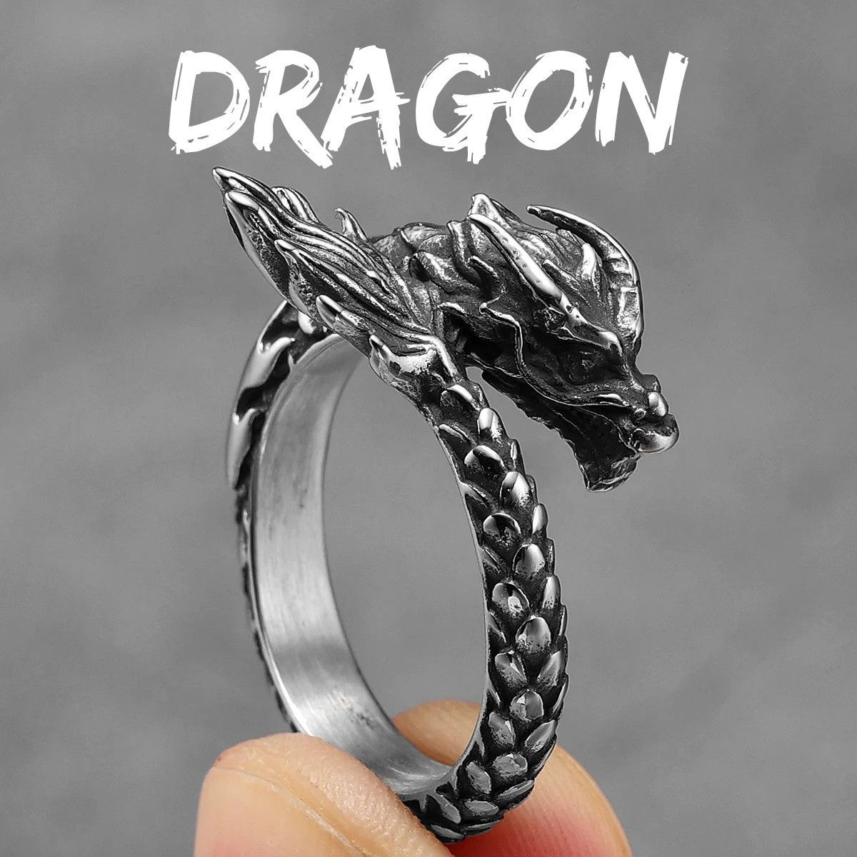 Jewelry Punk Dragon Ring Streetwear Jewelry Fashion Gift Size ONE SIZE - 6 Thumbnail