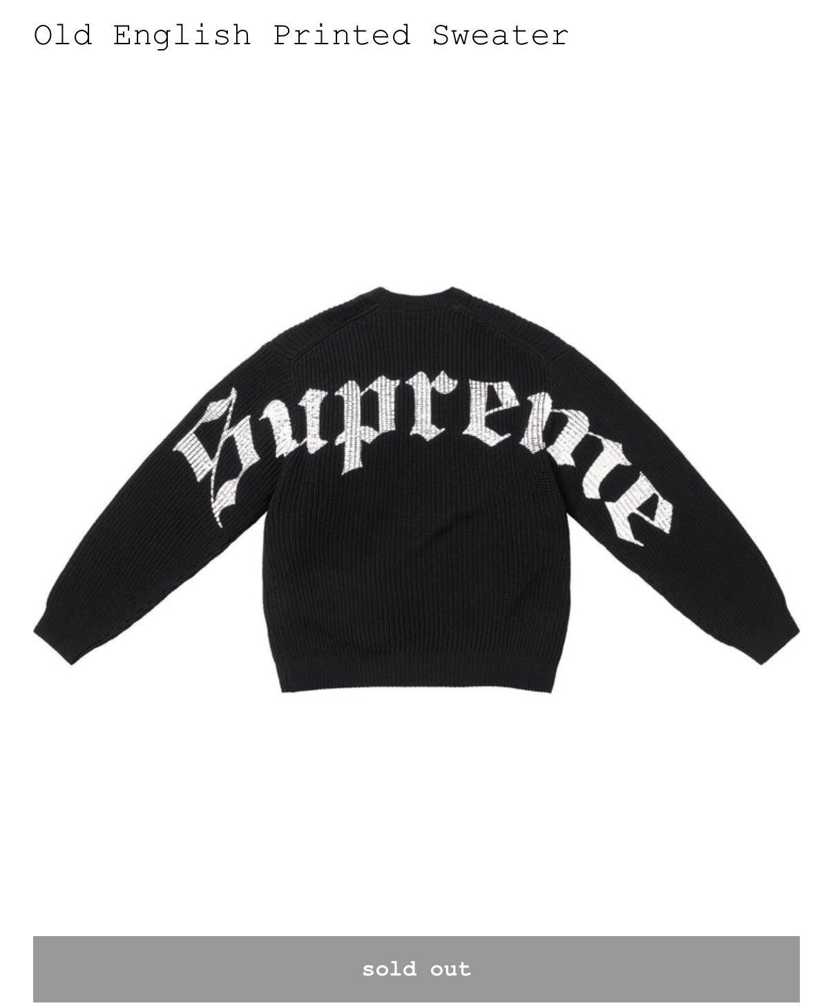 Supreme SUPREME OLD ENGLISH PRINTED SWEATER | Grailed