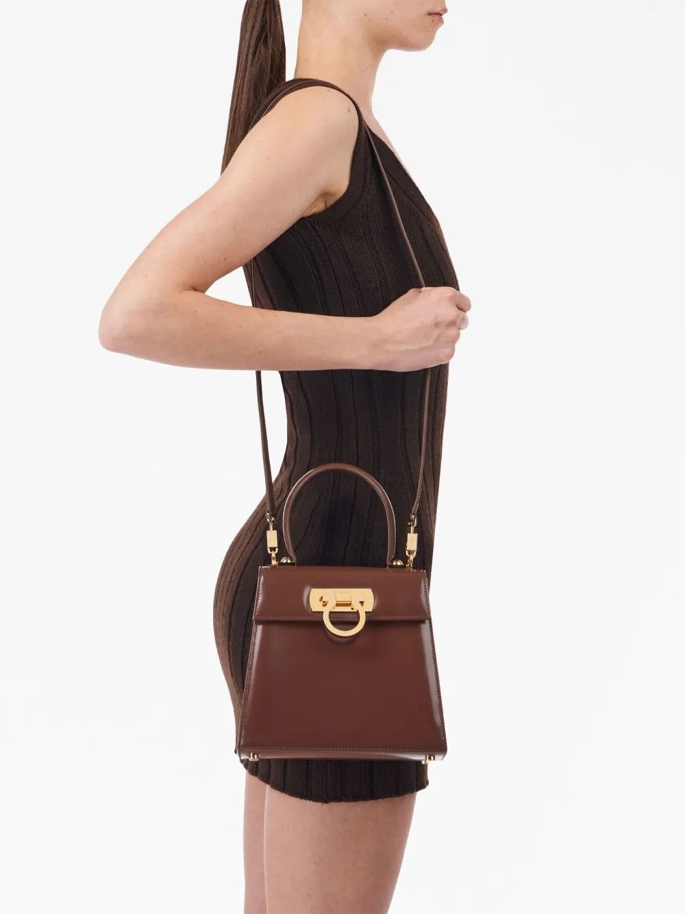 Salvatore Ferragamo o1s1rm0526 Size : OS / Shoulder Bag in Chocolate Brown Size ONE SIZE - 7 Thumbnail