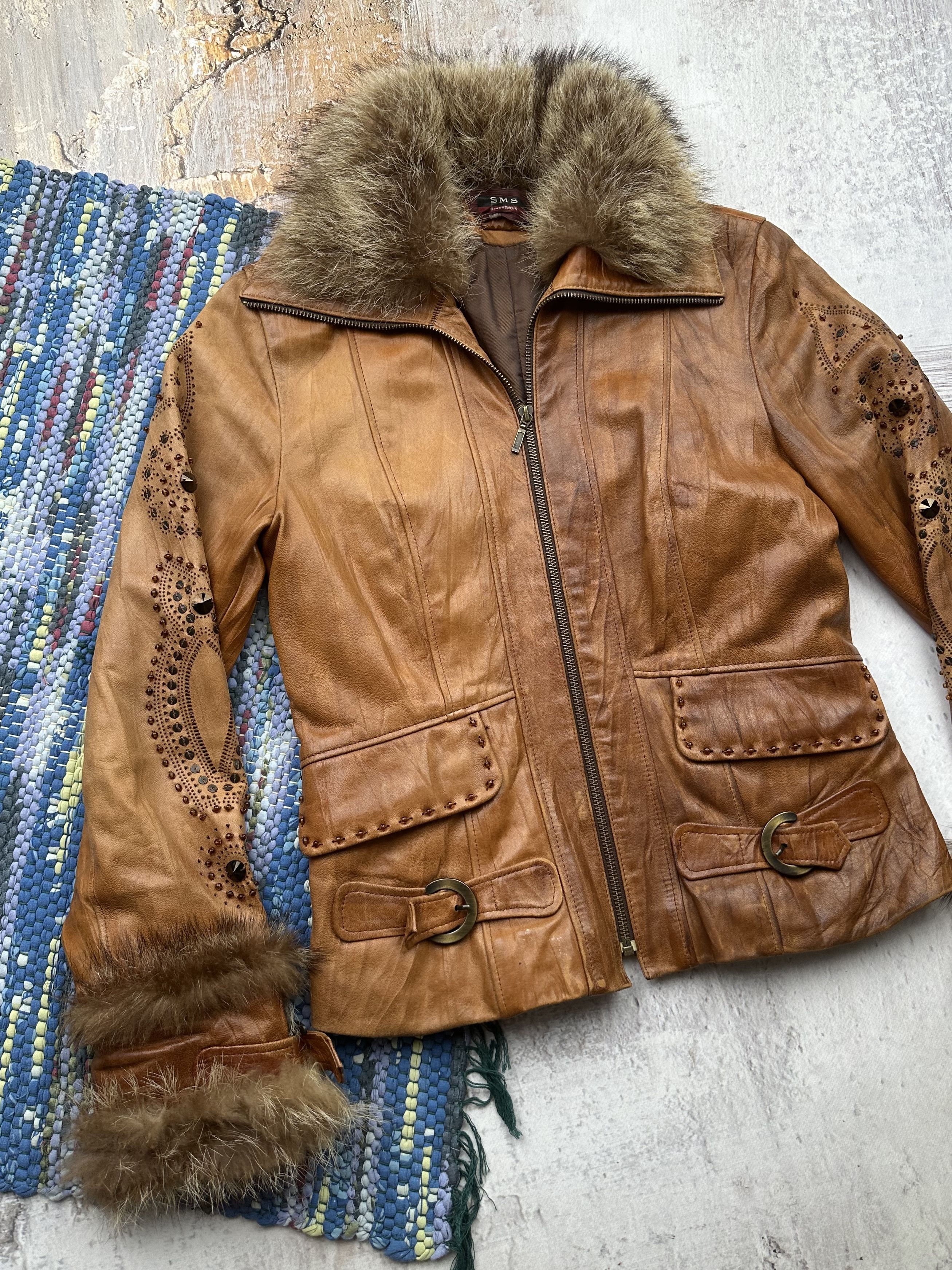 Vintage Vintage Leather and Real Fur Coat A208D15(539) Size M / US 6-8 / IT 42-44 - 2 Thumbnail