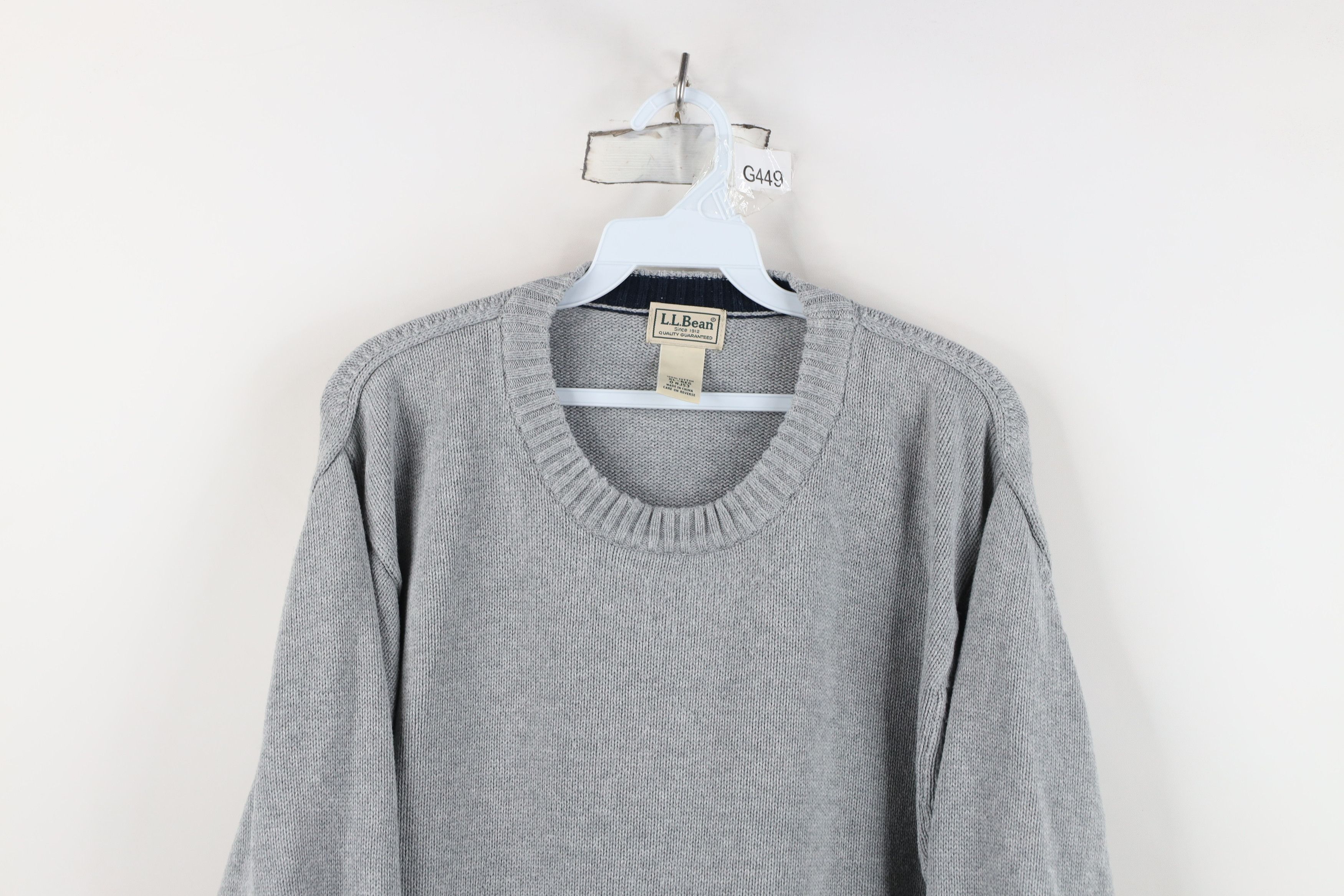 L.L. Bean Vintage 90s LL Bean Blank Cotton Knit Crewneck Sweater Gray Size US XL / EU 56 / 4 - 2 Thumbnail