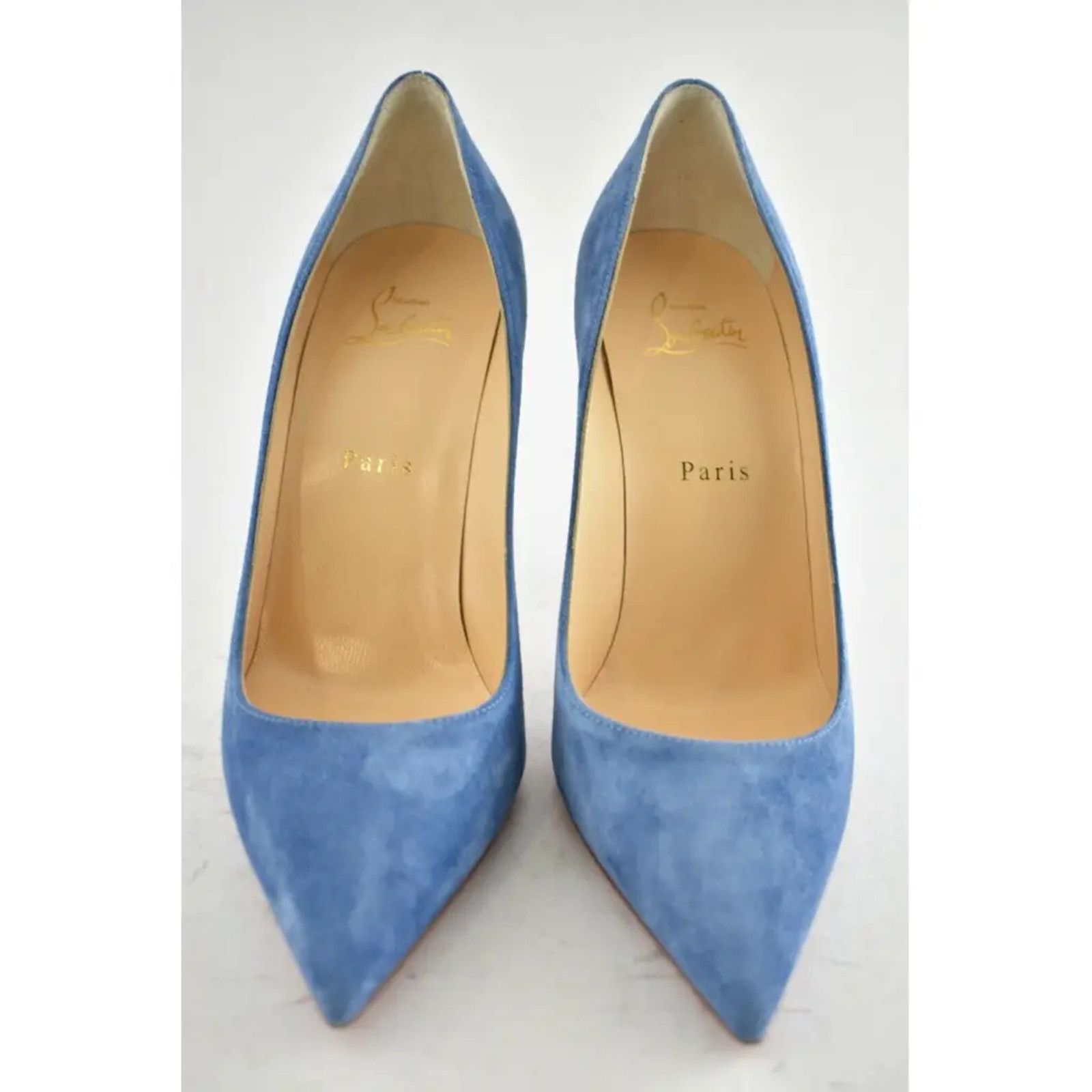 Christian Louboutin Kate 100 LAC Blue Suede Pointed Toe Classic Heel Pump 40.5 Size US 10.5 / IT 40.5 - 5 Thumbnail