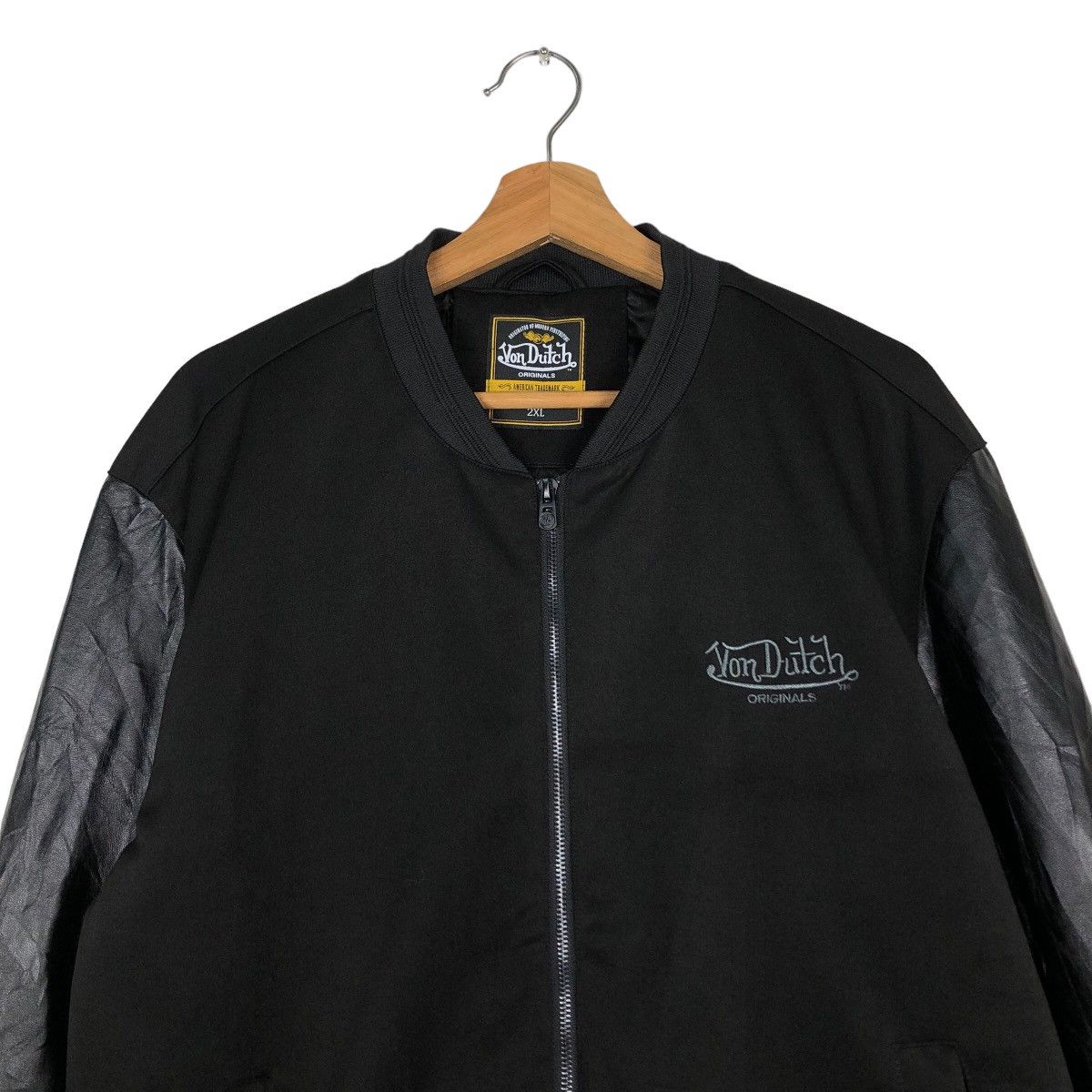 Japanese Brand 🔥Vintage Biker Jacket Von Dutch Leather Handling Big Logo Size US XXL / EU 58 / 5 - 2 Thumbnail