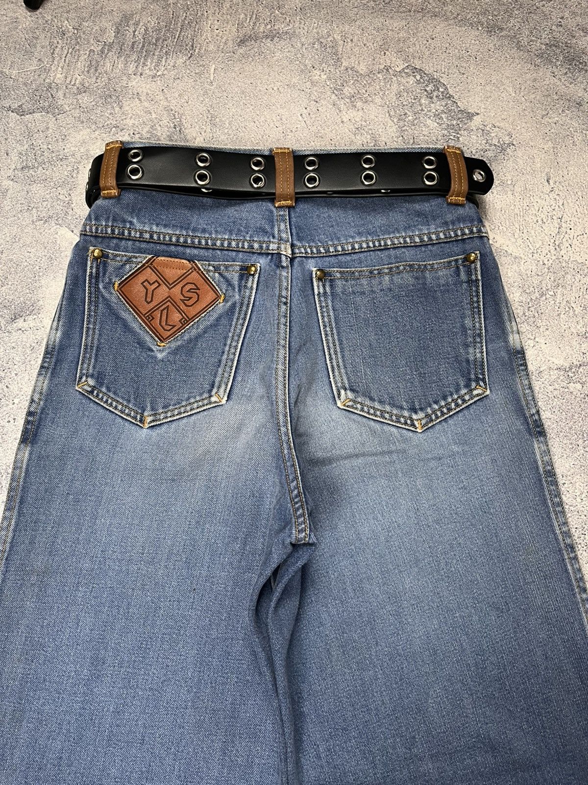 Yves Saint Laurent Yves Saint Lauren Leather Pocket Jeans Size 35" - 9 Thumbnail
