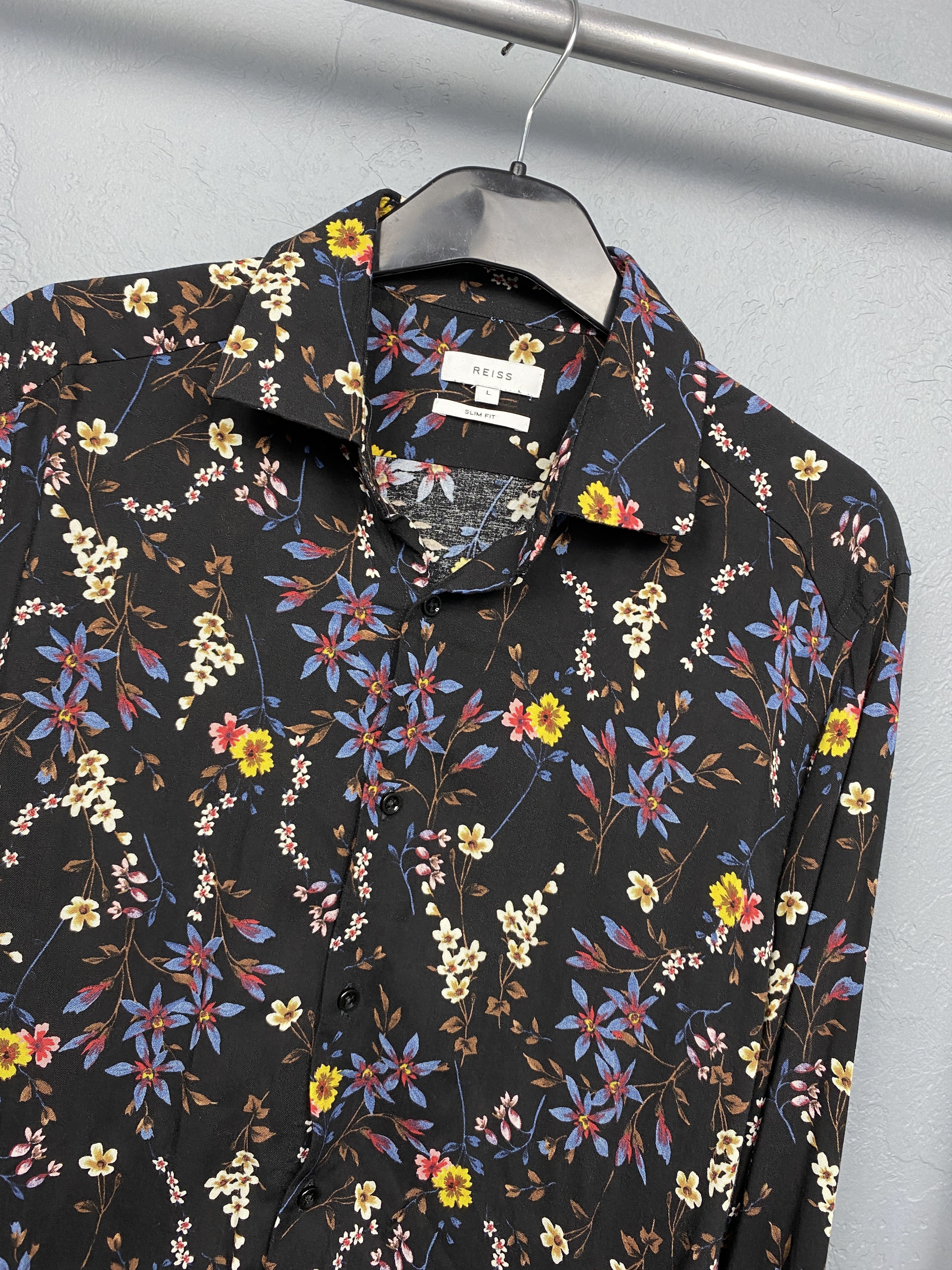 Reiss Reiss Mens Long Sleeve Floral Print Shirt Slim Fit Size US L / EU 52-54 / 3 - 2 Thumbnail