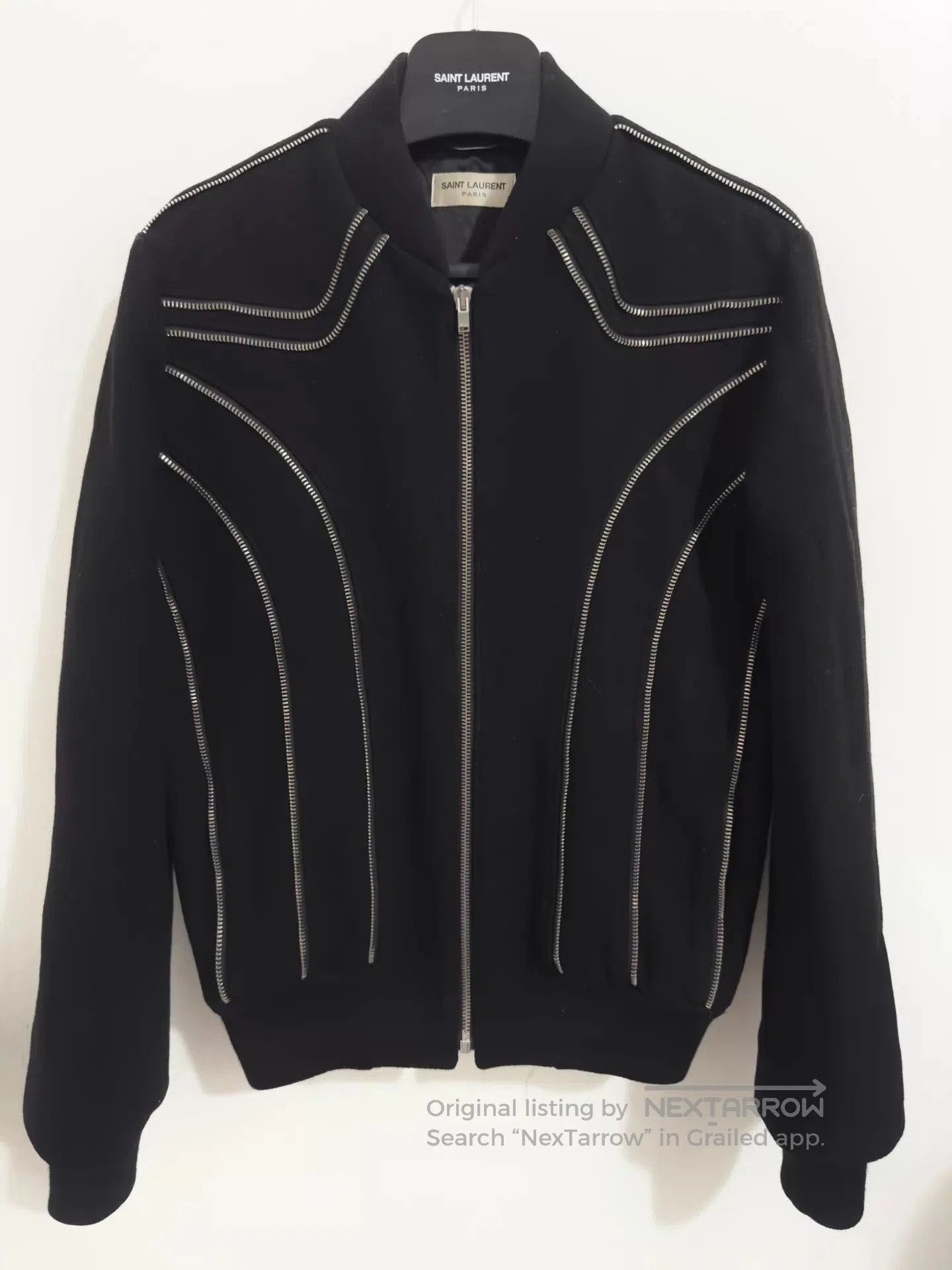 Saint Laurent Paris Black Zip-Front Bomber Jacket with Stitch Detail. Size US S / EU 44-46 / 1 - 1 Thumbnail