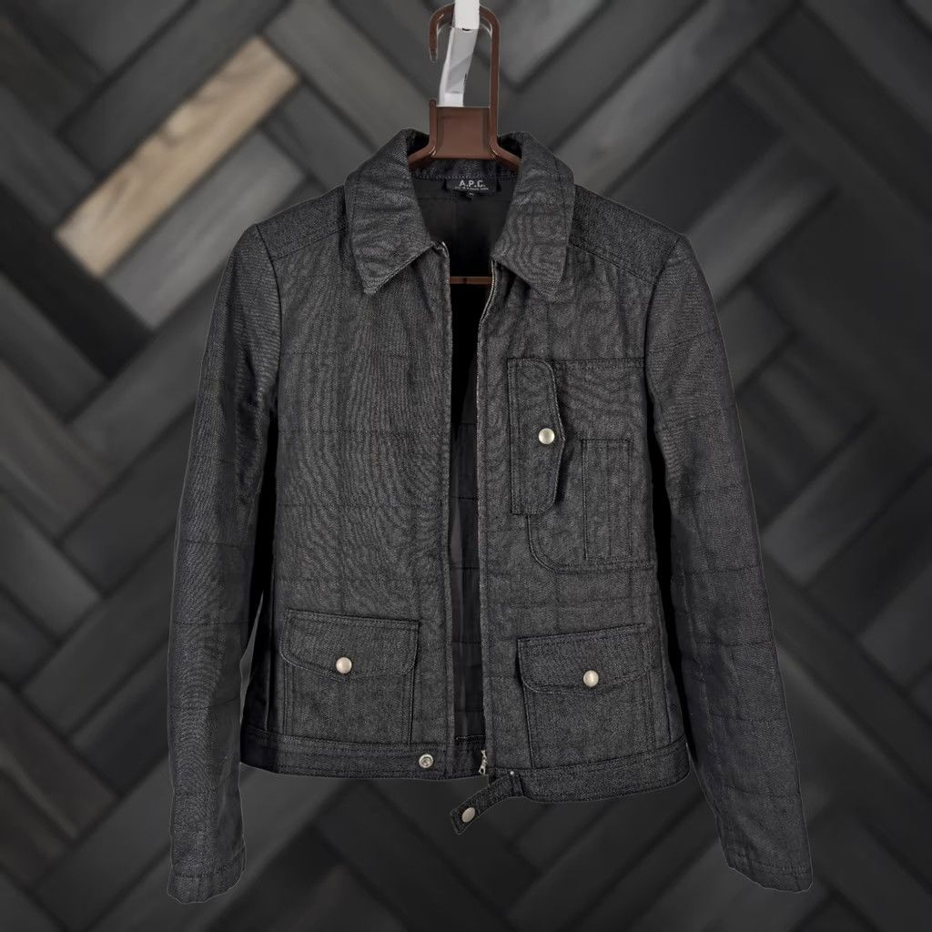 Denime VINTAGE APC Trucker Jacket Women M Indigo Denim Quilted Riri Zip France Size M / US 6-8 / IT 42-44 - 1 Thumbnail