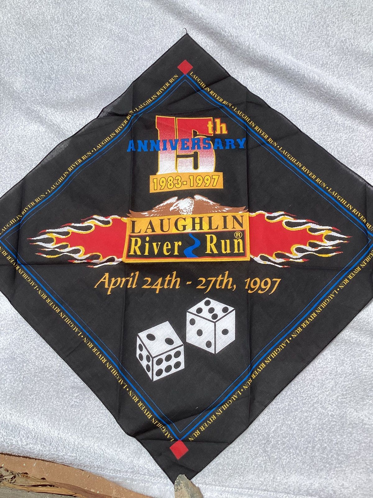 Harley Davidson Vtg ‘97 15th anniversary Laughlin River run biker bandanna Size ONE SIZE - 2 Thumbnail