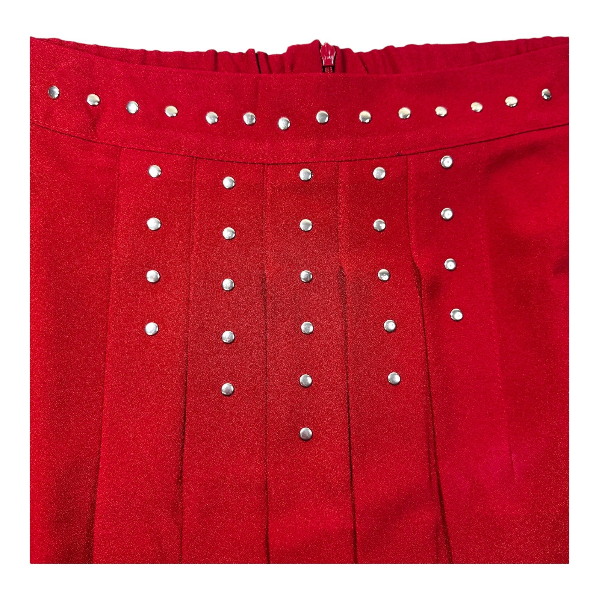 Designer Kate & Mallory Cranberry Red Front Pleated Skirt 1X Poly/Spa Size 32" / US 10 / IT 46 - 7 Thumbnail