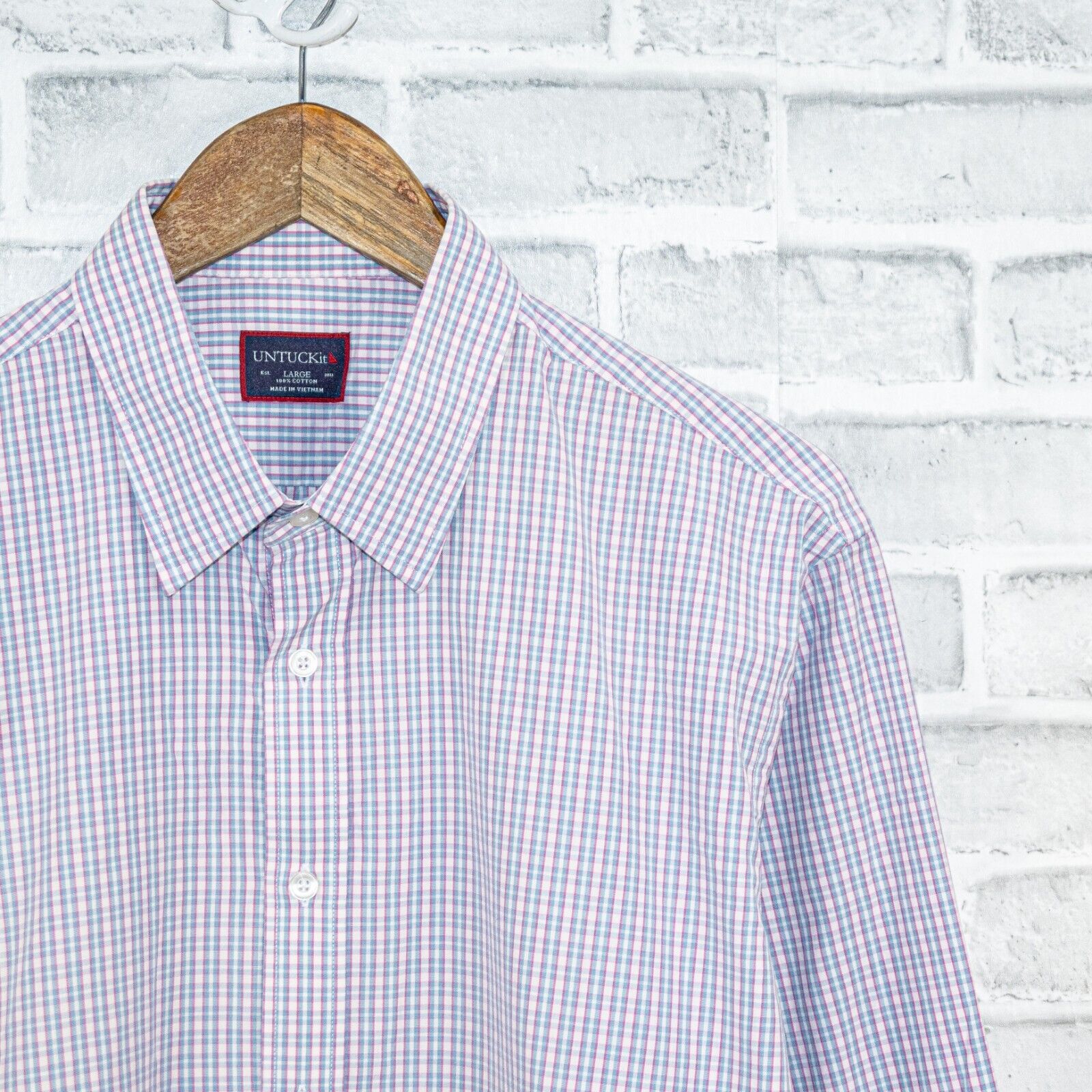UNTUCKit UNTUCKit Long Sleeve Casual Button up Shirt Pink Blue check Size US L / EU 52-54 / 3 - 2 Thumbnail